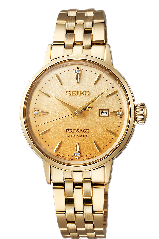 SEIKO LDS 30.3MM AUTOMATIC ROUND GOLD DIAL W/4 DIA