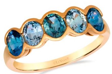 LE VIAN 1.75CTW 5 OVAL BEZEL-SET MONTANA SAPPHIRES RING 14KY