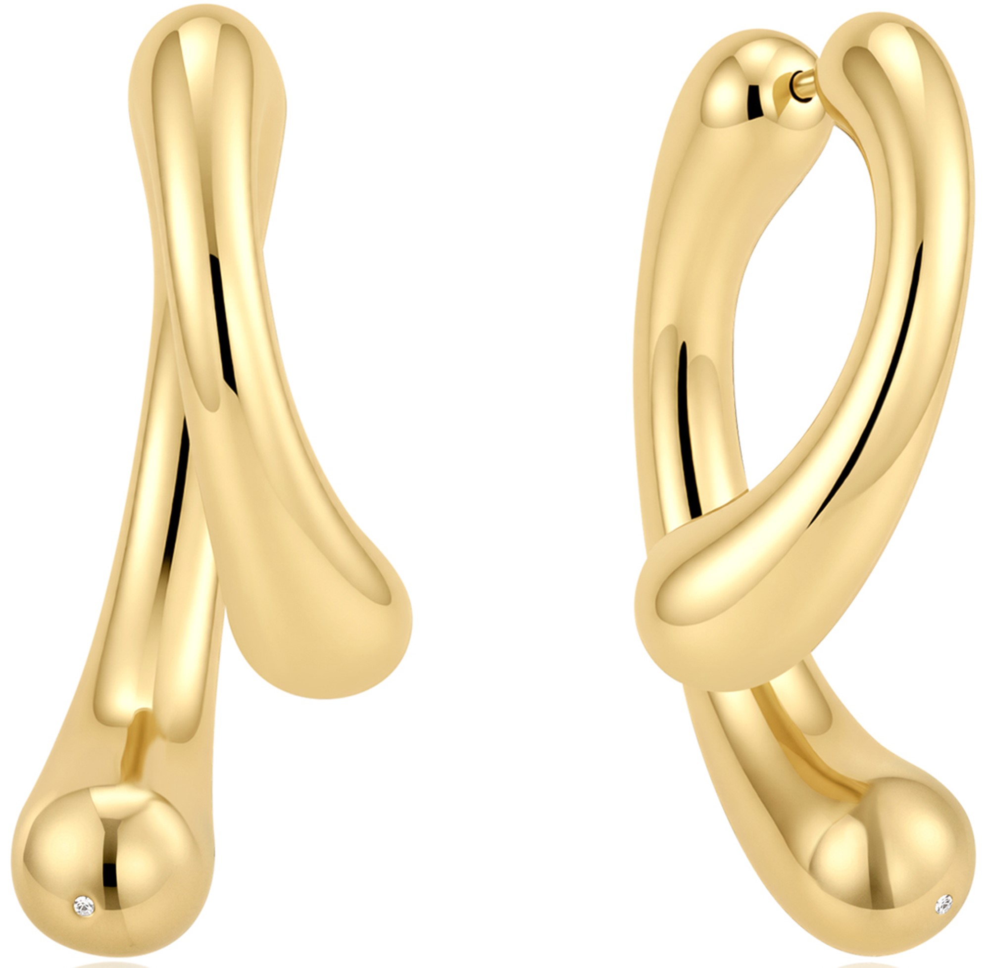 ANIA HAIE SCULPTURAL ARC GOLD TONE "HOOP" EARRINGS