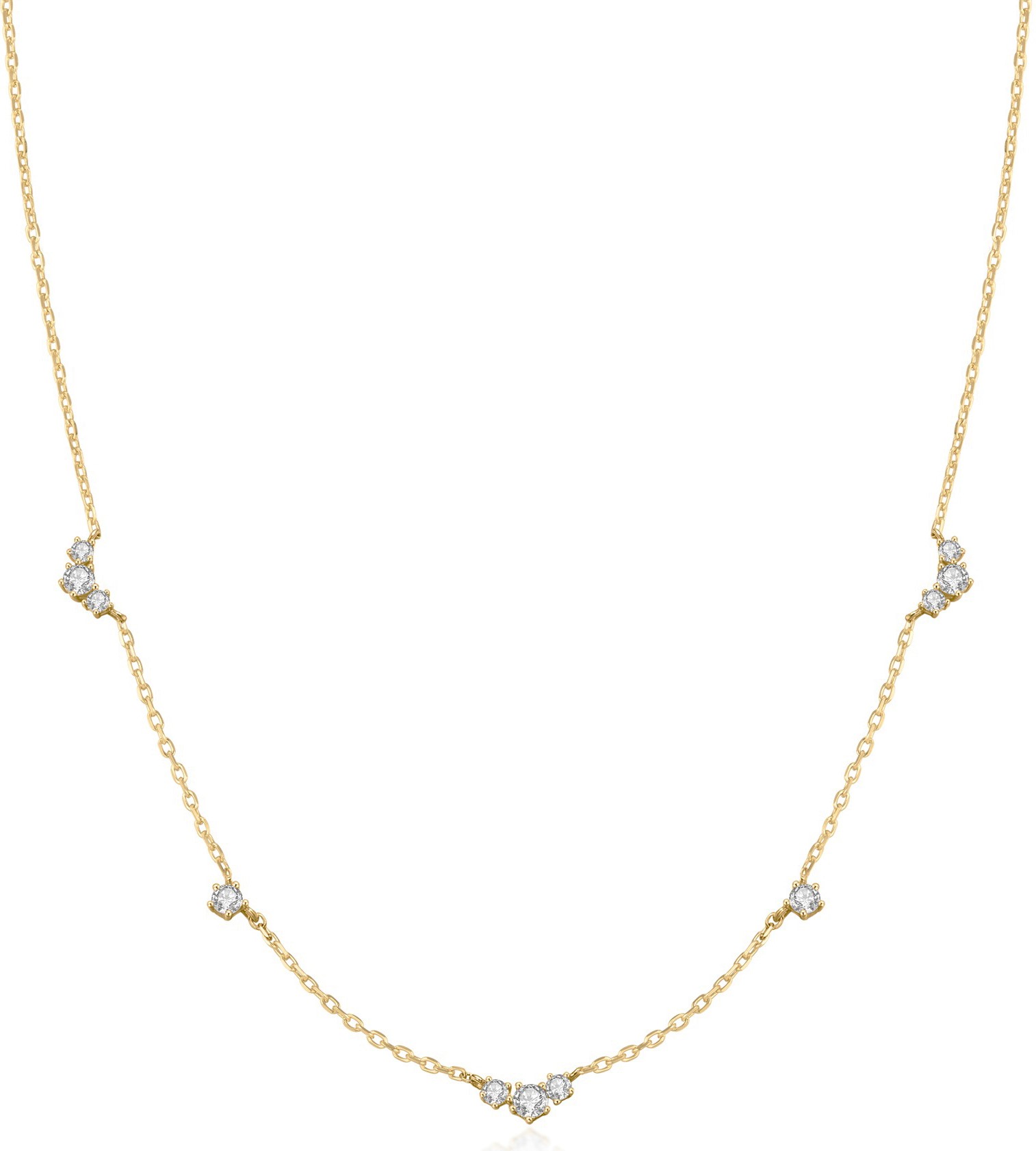 ANIA HAIE CZ CLUSTER STATIONS GOLD TONE NECKLACE