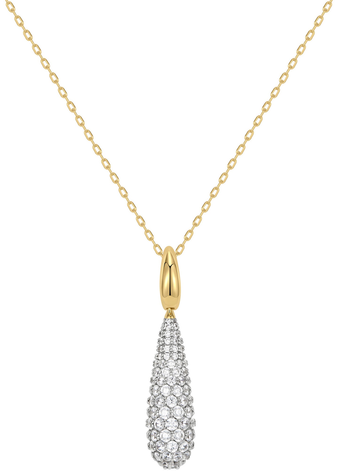 ANIA HAIE PAVE TEARDROP STATEMENT GOLD TONE NECKLACE