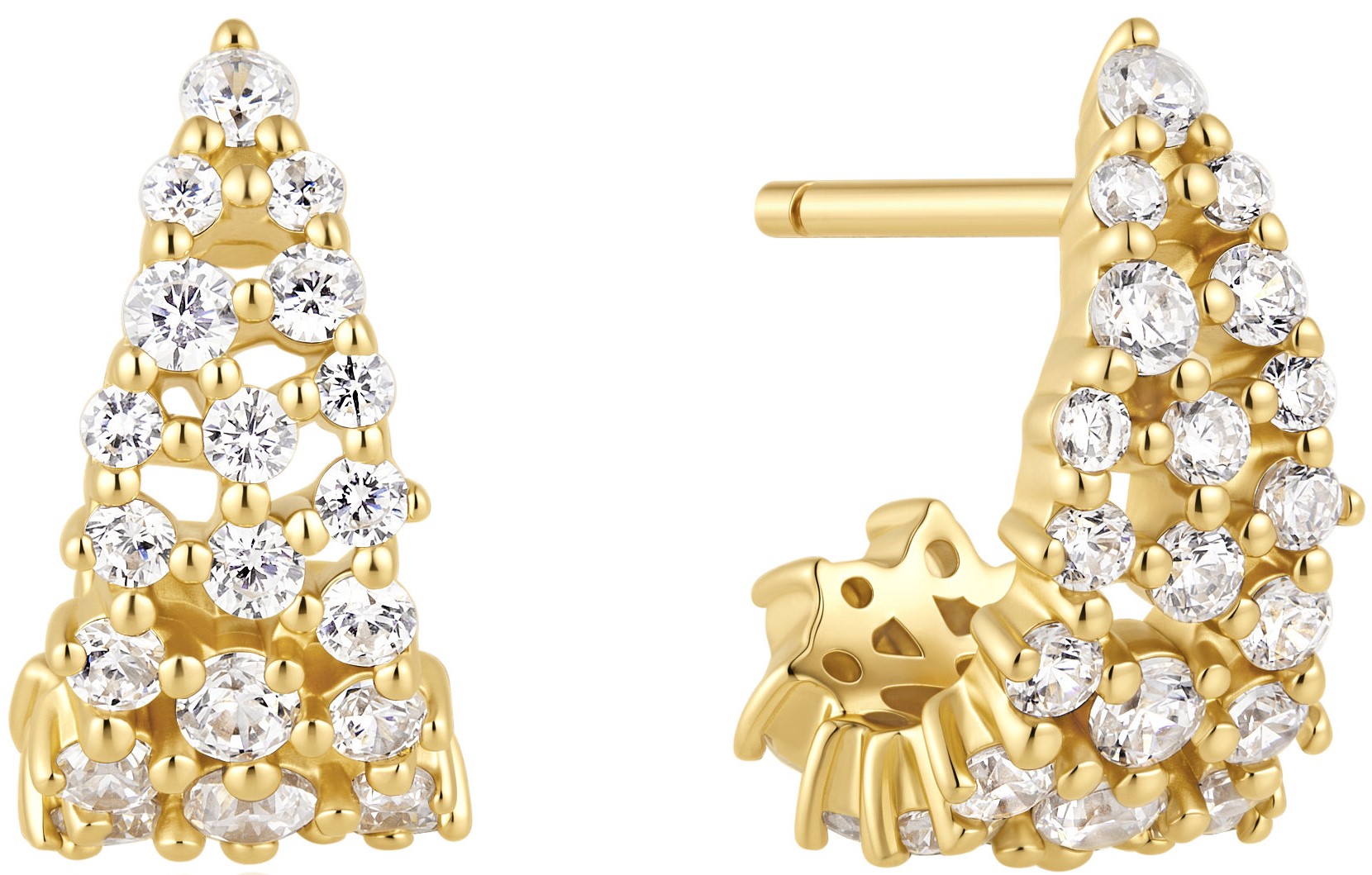 ANIA HAIE PAVE OPENWORK GOLD TONE J-HOOPS