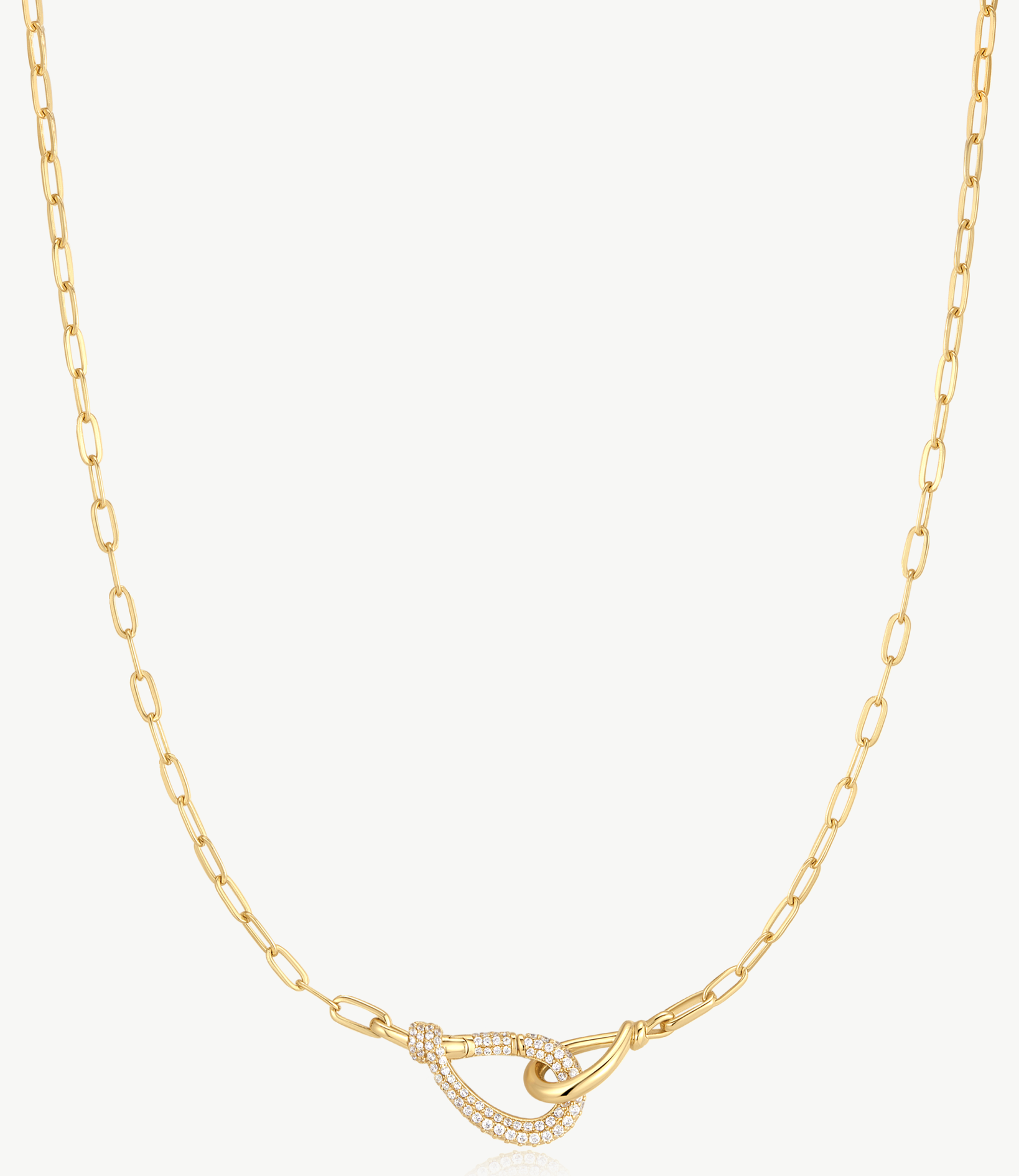 ANIA HAIE INTERLOCKED PAVE/POLISHED LOOPS CENTER GOLD TONE NECKLACE