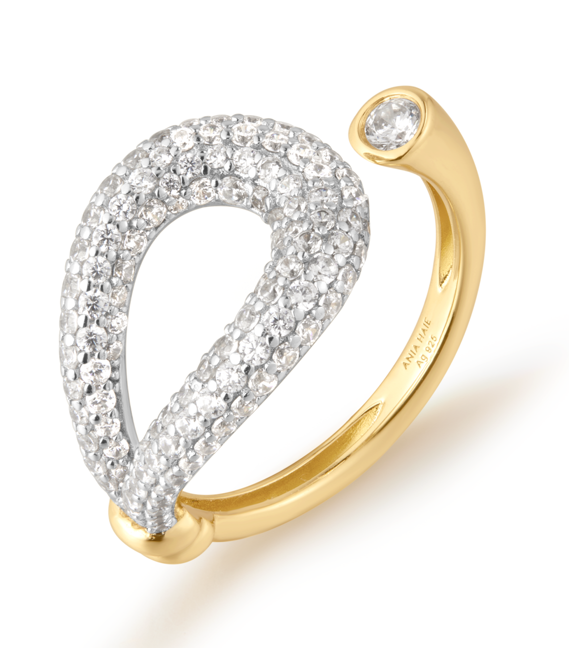 ANIA HAIE PAVE LOOP ADJUSTABLE GOLD TONE RING