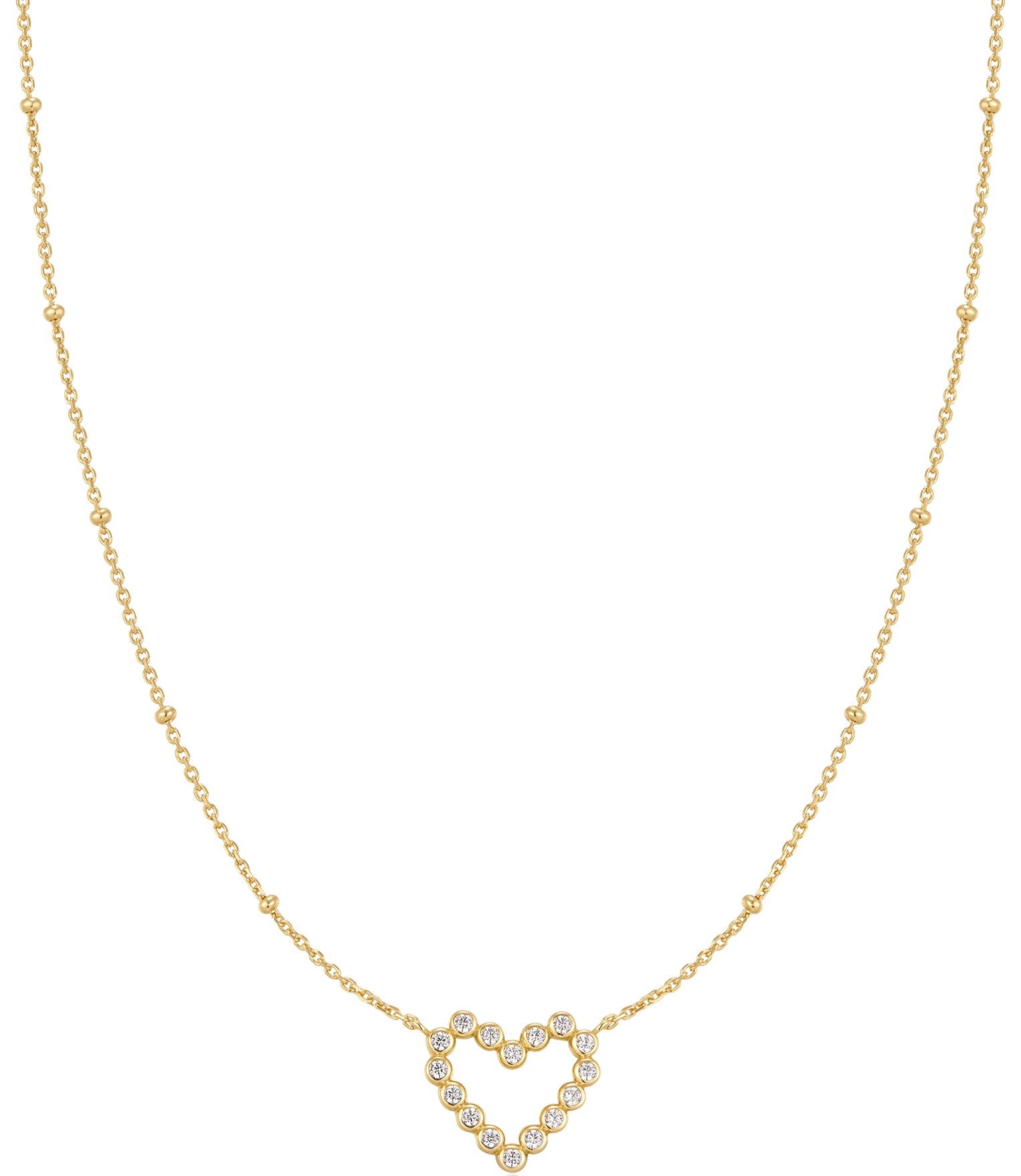 ANIA HAIE BEZEL-SET CZ OPEN HEART GOLD TONE NECKLACE