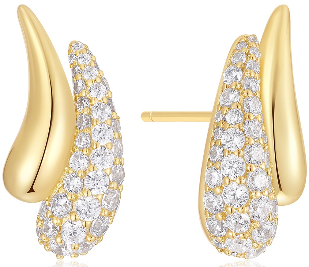 ANIA HAIE PAVE/POLISHED TEARDROP GOLD TONE EARRINGS