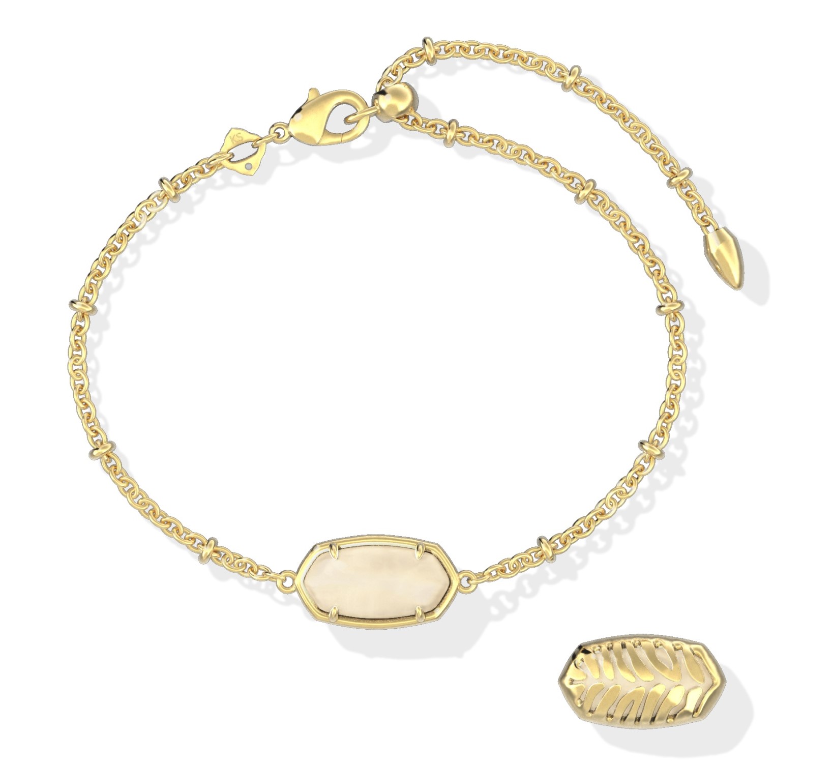 KENDRA SCOTT TIGER STRIPED ELAINA NATURAL MOTHER OF PEARL GOLD TONE BRACELET