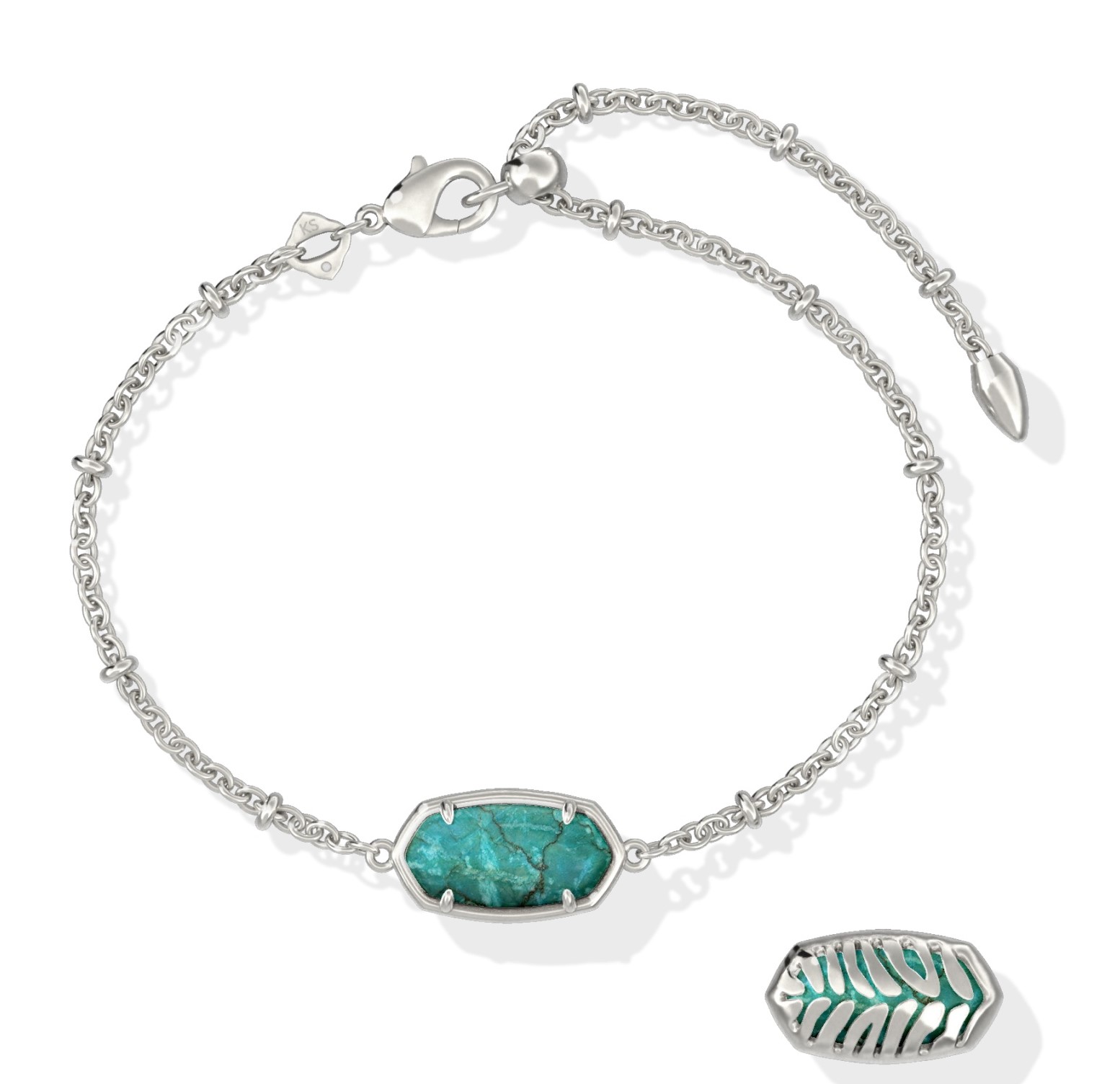 KENDRA SCOTT TIGER STRIPED ELAINA BLUE MARBLE VINTAGE SILVER BRACELET