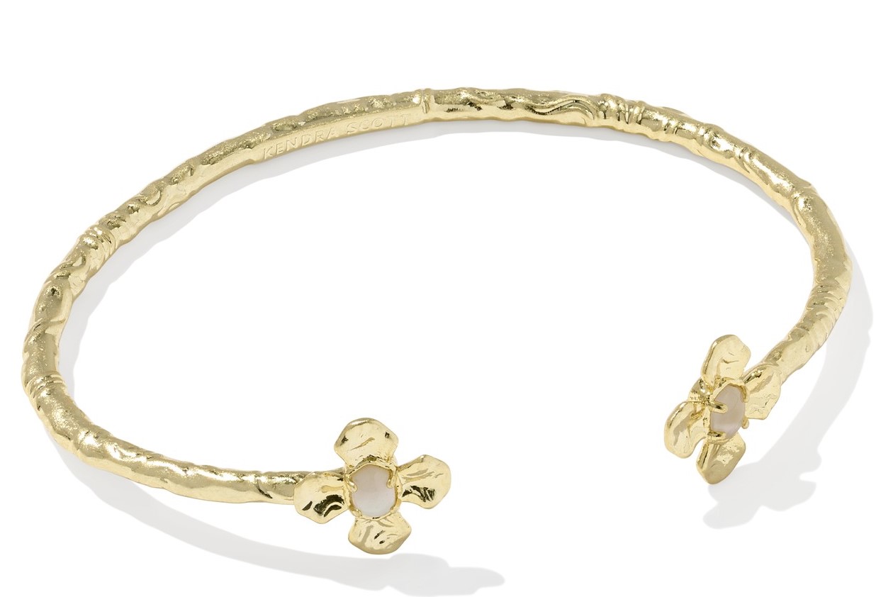 KENDRA SCOTT LEANNE NATURAL MOTHER OF PEARL GOLD TONE CUFF BRACELET