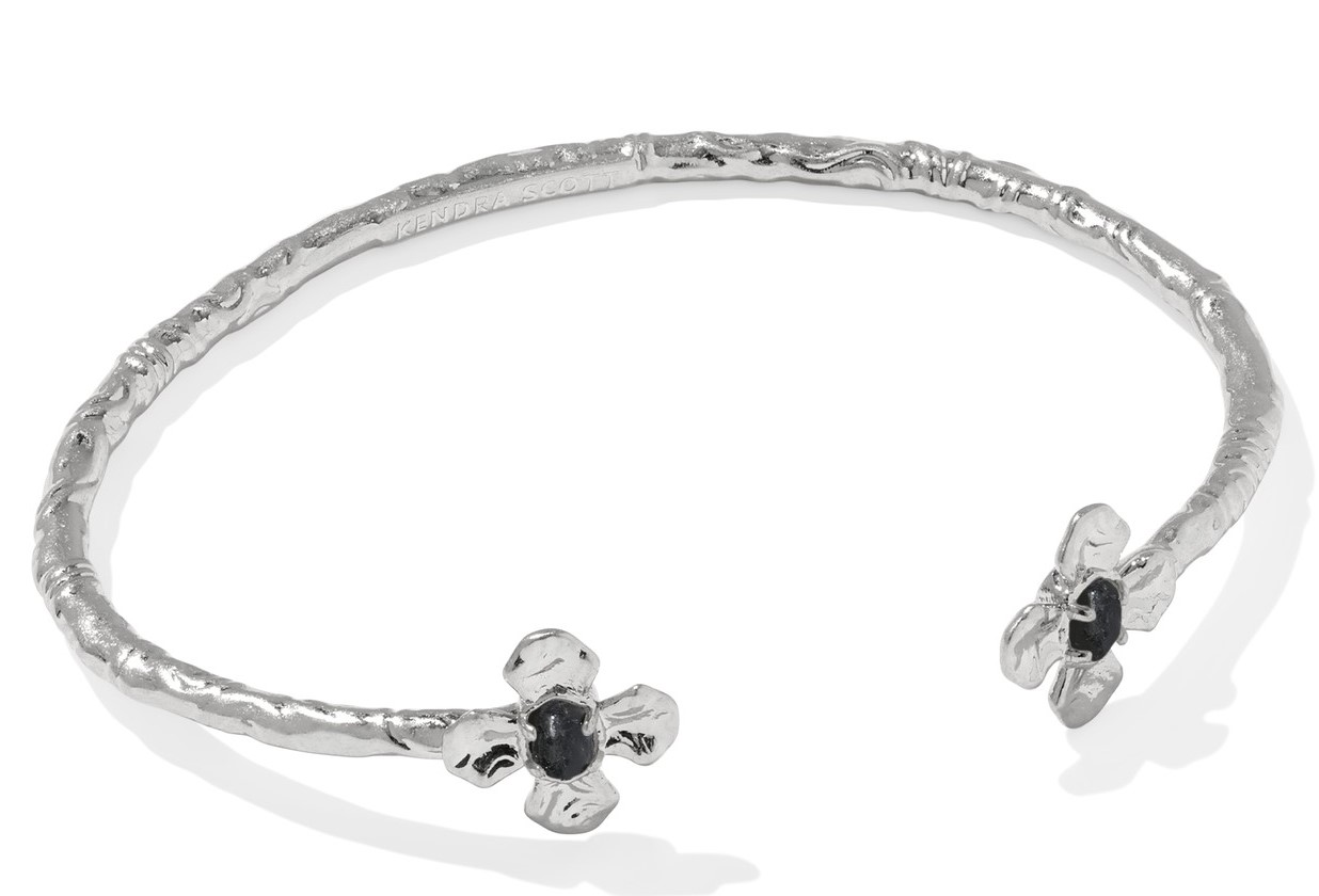 KENDRA SCOTT LEANNE BLACK GRANITE RHODIUM CUFF BRACELET