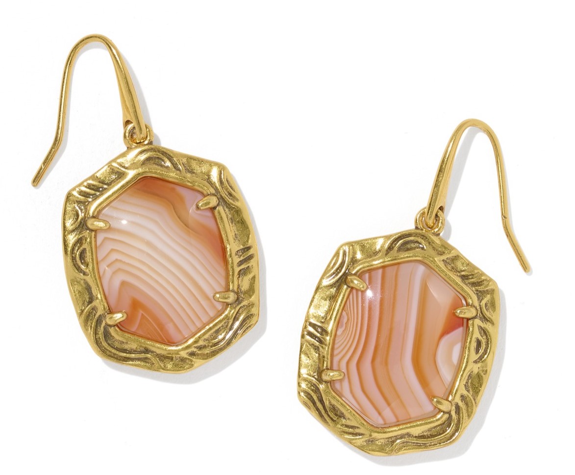 KENDRA SCOTT TIGER STRIPE DAPHNE ORANGE BANDED VARIEGATED DROP EARRINGS