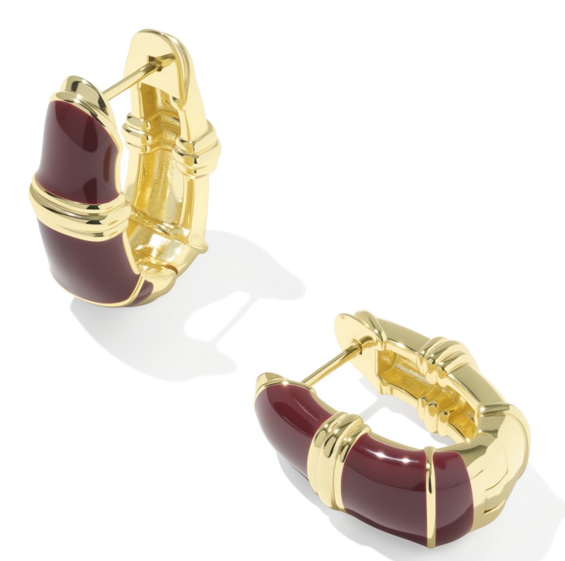 KENDRA SCOTT COURTNEY BURGUNDY ENAMEL GOLD TONE HUGGIES