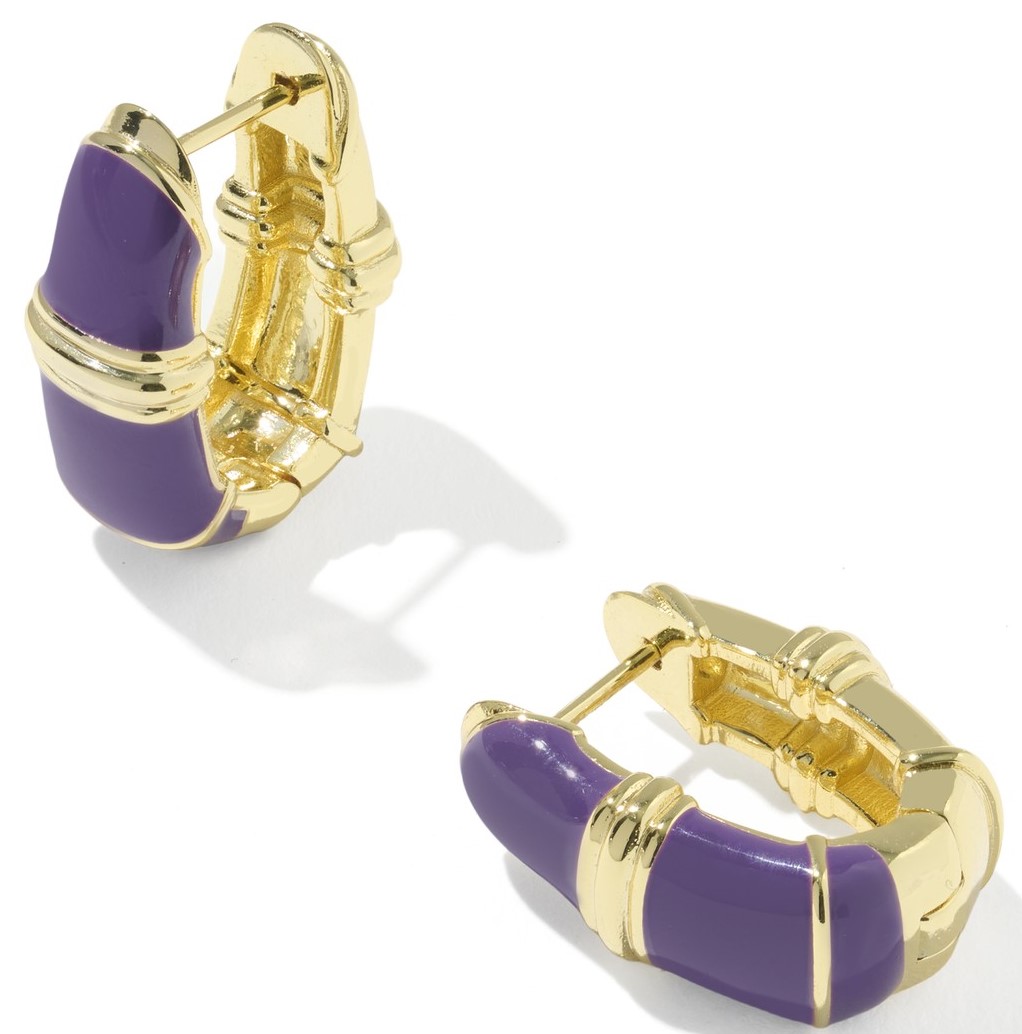 KENDRA SCOTT COURTNEY PURPLE ENAMEL GOLD TONE HUGGIES