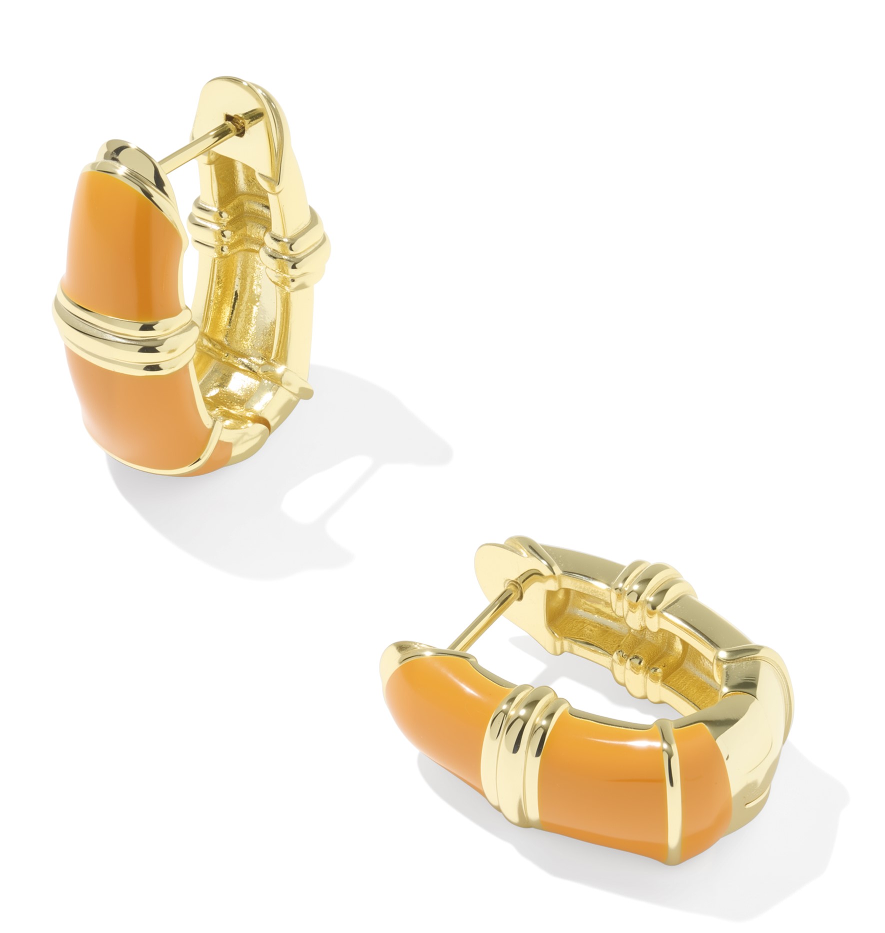 KENDRA SCOTT COURTNEY BRIGHT ORANGE ENAMEL GOLD TONE HUGGIES