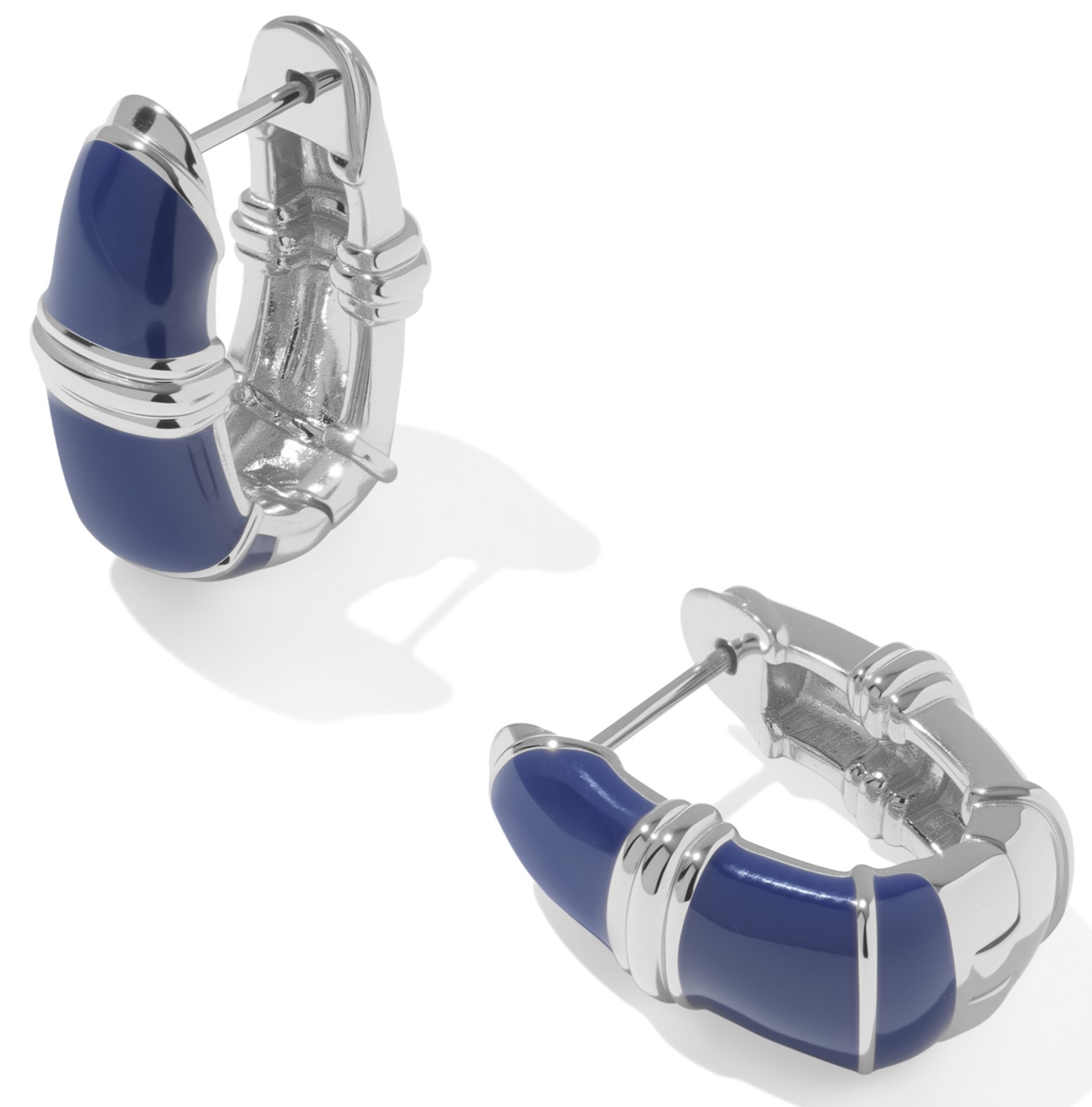 KENDRA SCOTT COURTNEY DARK BLUE ENAMEL RHODIUM HUGGIES