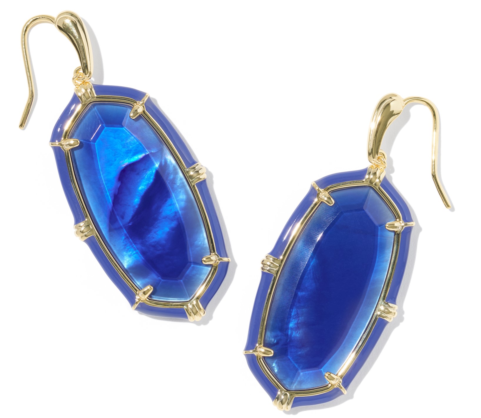 KENDRA SCOTT ELLE ENAMEL COBALT ILLUSION GOLD TONE DROP EARRINGS