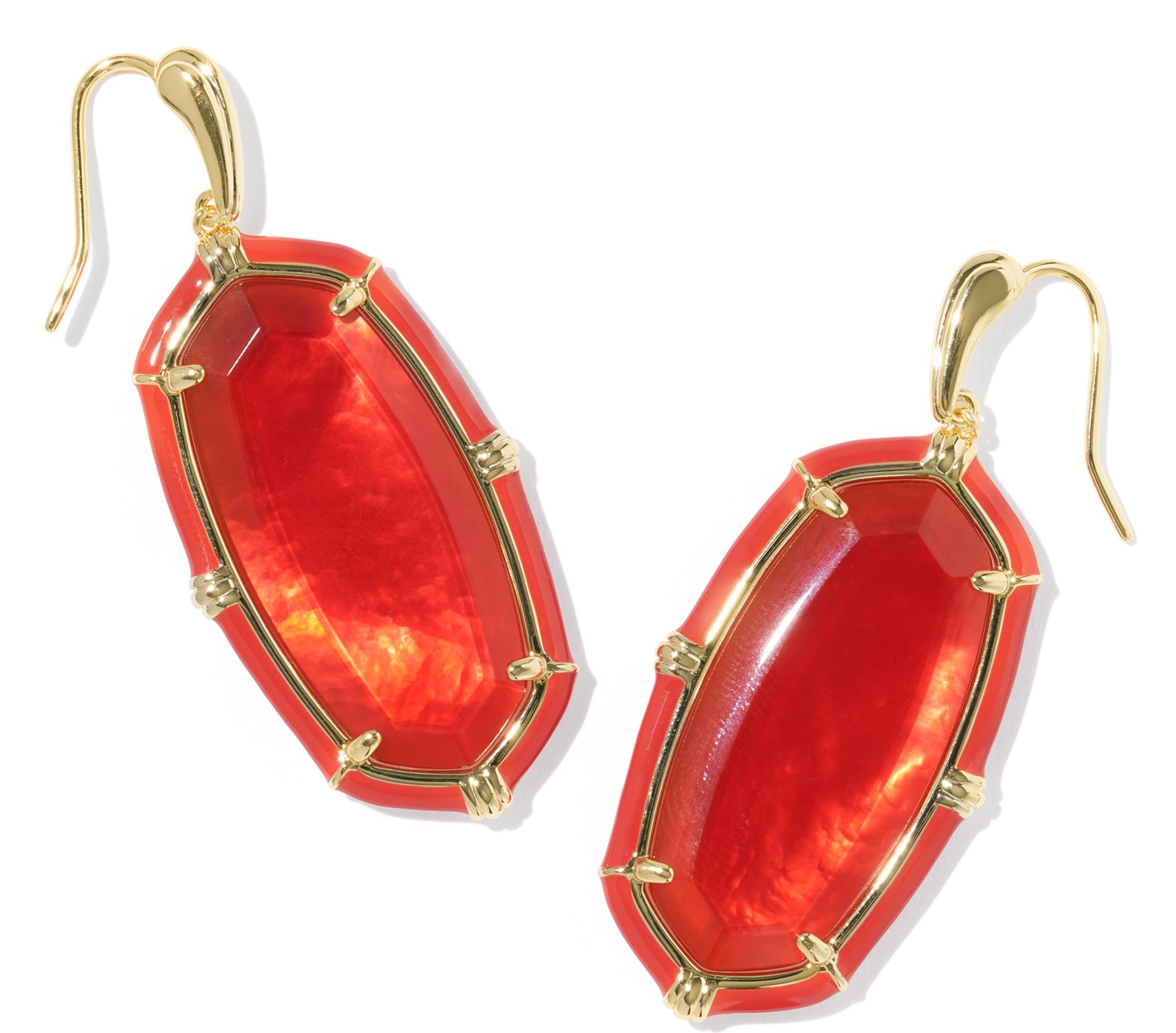 KENDRA SCOTT ELLE ENAMEL RED ILLUSION GOLD TONE DROP EARRINGS