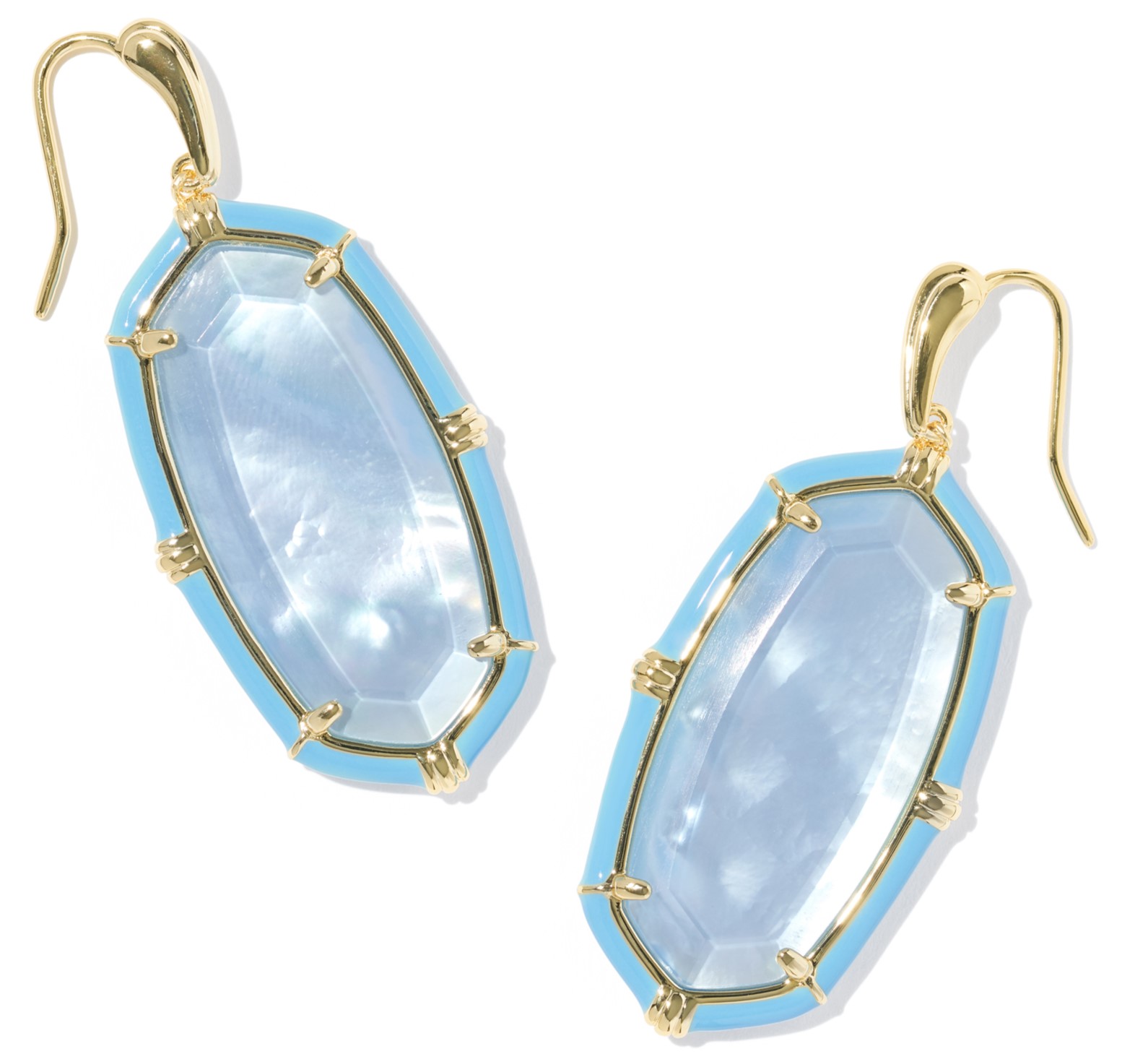 KENDRA SCOTT ELLE ENAMEL PERIWINKLE ILLUSION GOLD TONE DROP EARRINGS