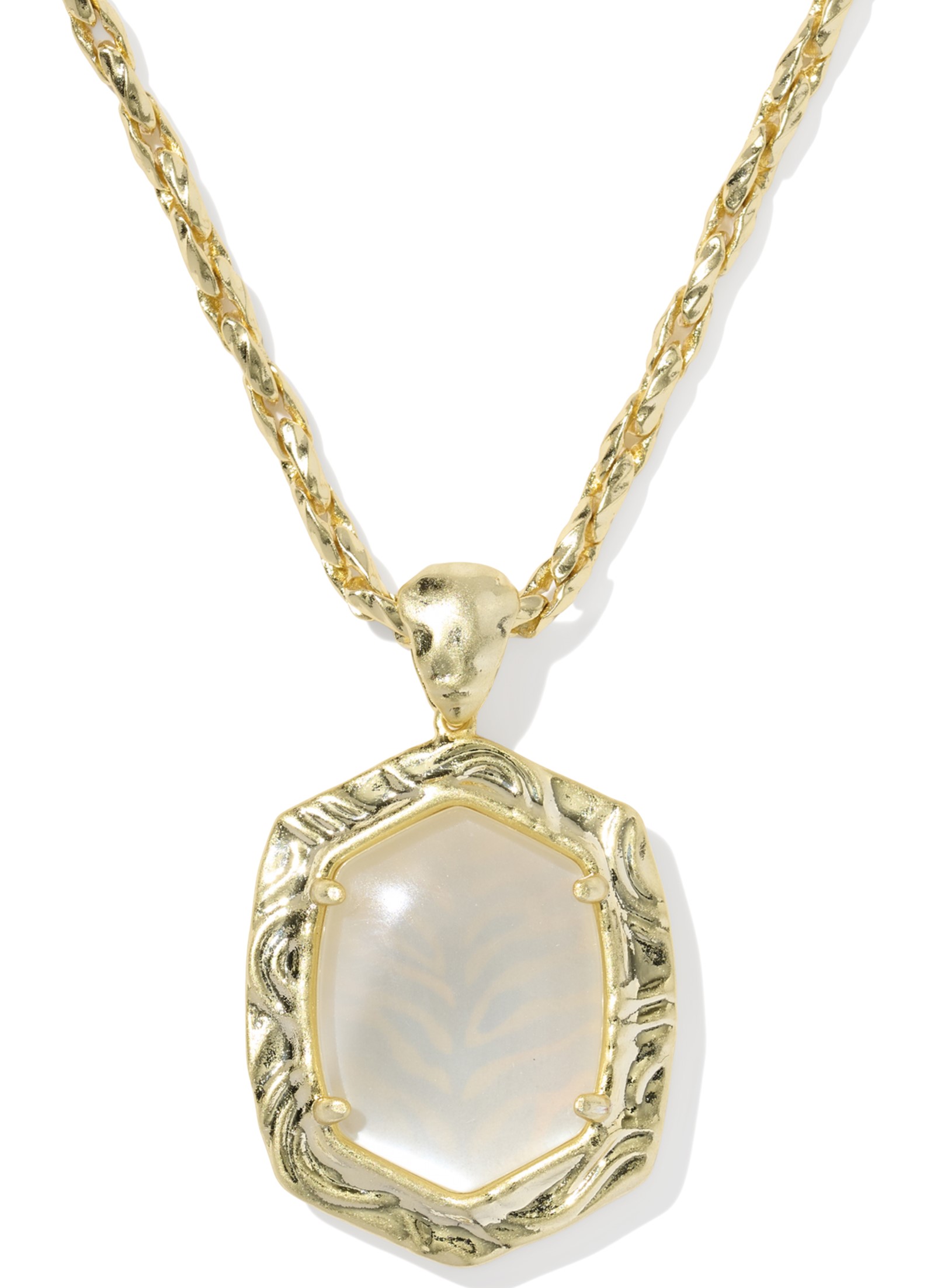 KENDRA SCOTT TIGER STRIPE DAPHNE NATURAL MOTHER OF PEARL GOLD TONE NECKLACE