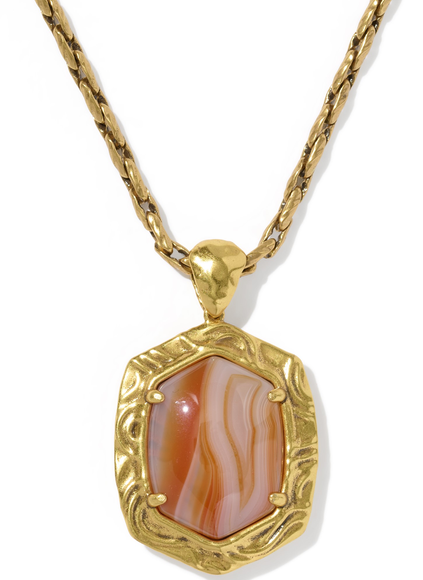 KENDRA SCOTT TIGER STRIPE DAPHNE ORANGE BANDED AGATE VARIEGATED NECKLACE