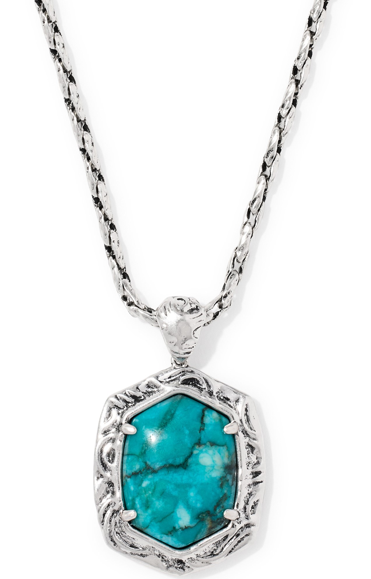 KENDRA SCOTT TIGER STRIPE DAPHNE BLUE MARBLE VINTAGE SILVER NECKLACE