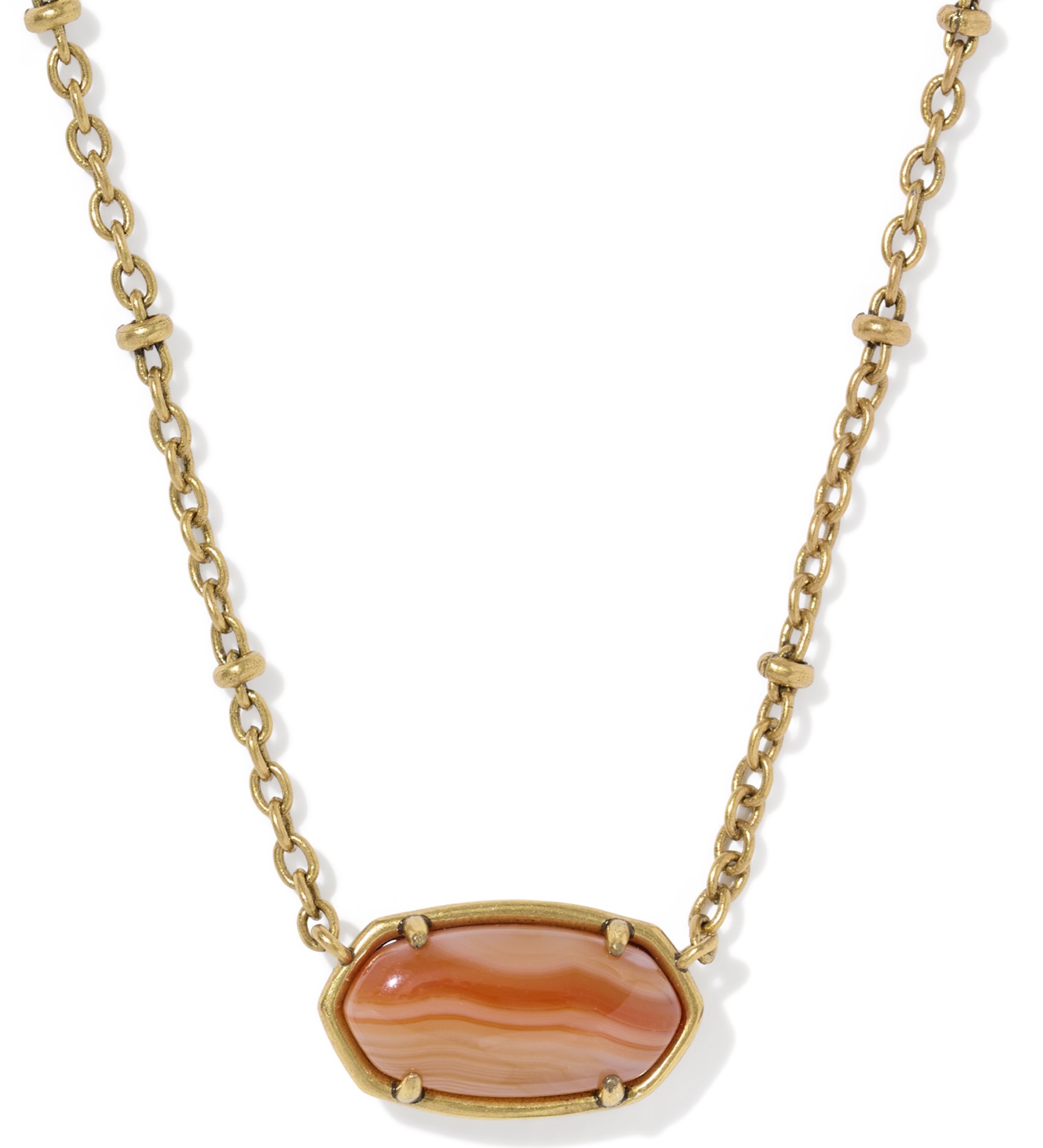 KENDRA SCOTT TIGER STRIPED ELISA ORANGE BANDED AGATE VARIEGATED NECKLACE