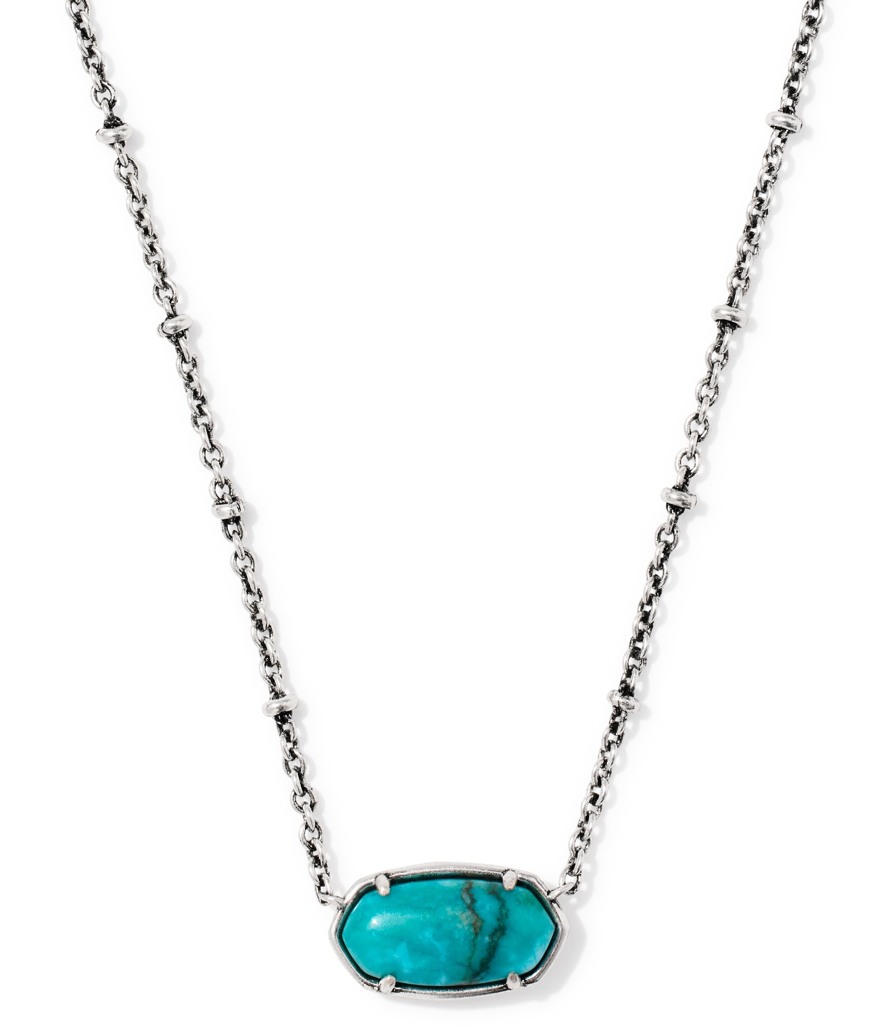 KENDRA SCOTT TIGER STRIPED ELISA BLUE MARBLE VINTAGE SILVER NECKLACE