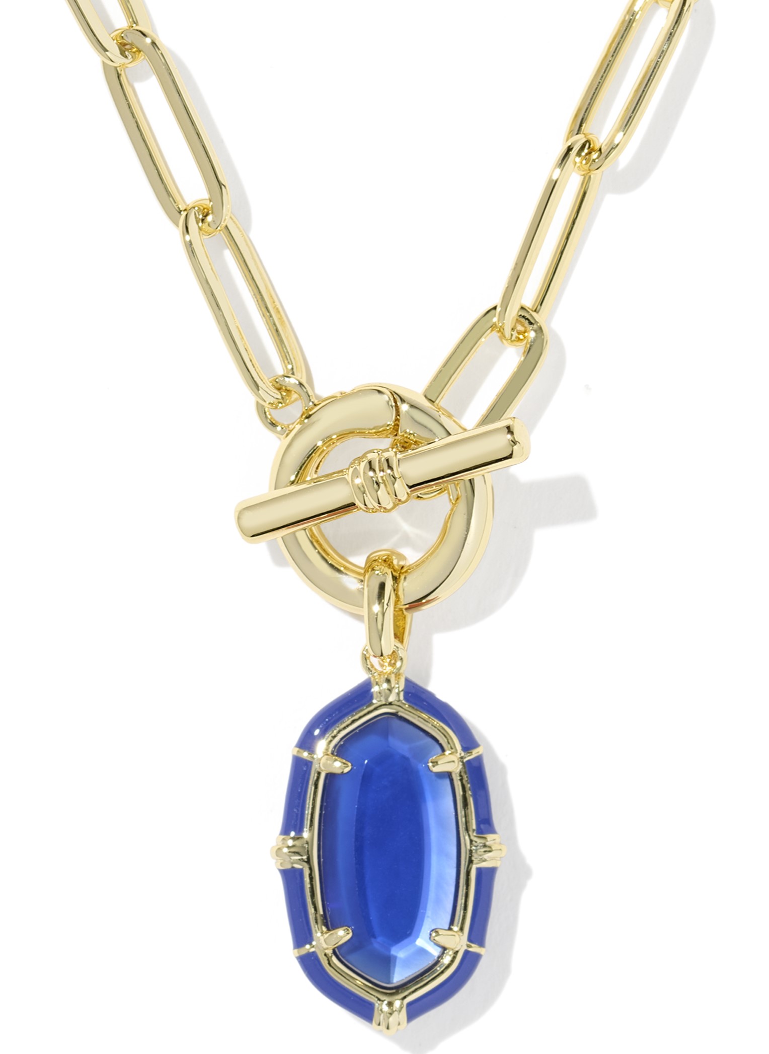 KENDRA SCOTT ELISA ENAMEL COBALT ILLUSION GOLD TONE CHAIN NECKLACE