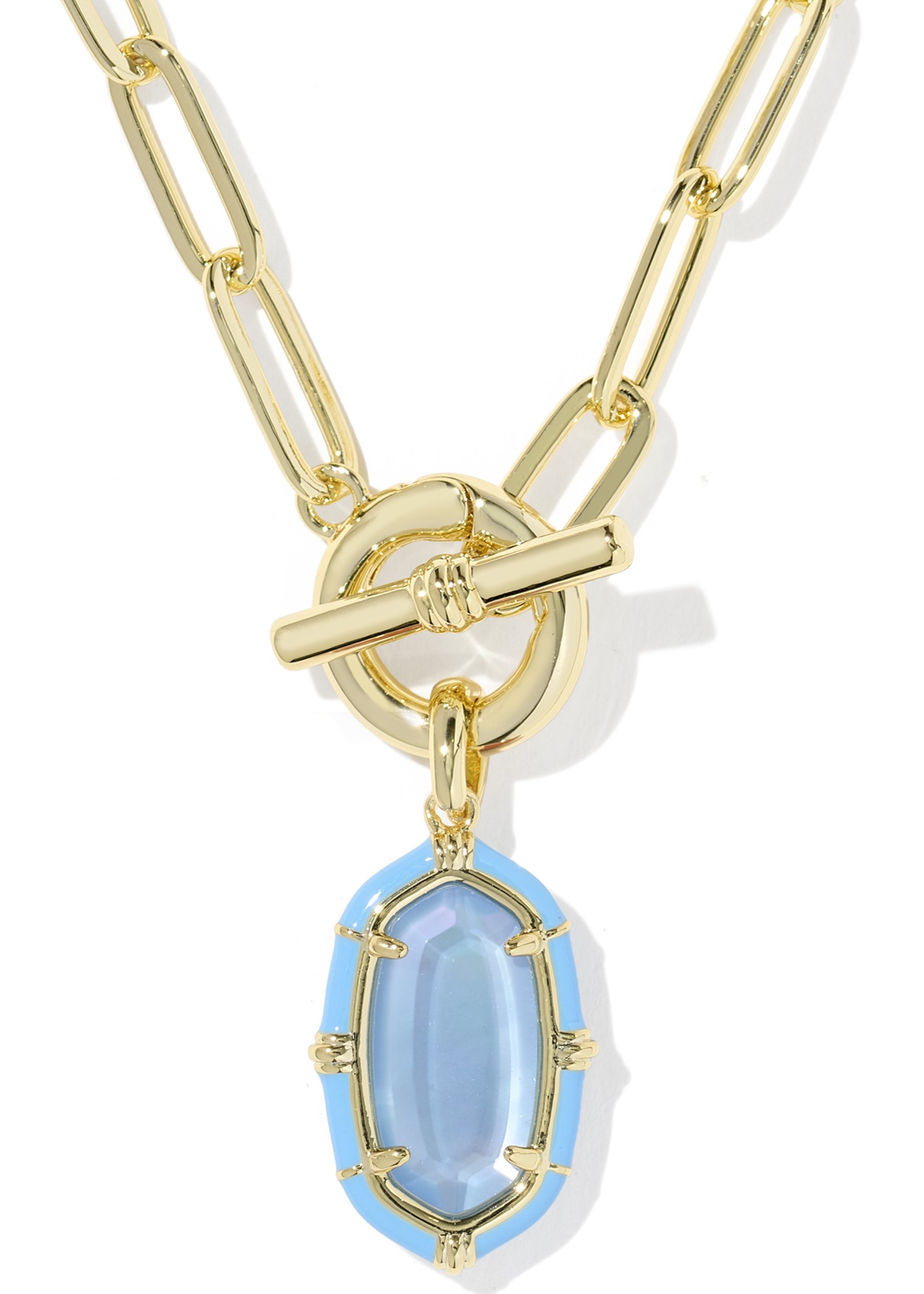 KENDRA SCOTT ELISA ENAMEL PERIWINKLE ILLUSION GOLD TONE CHAIN NECKLACE
