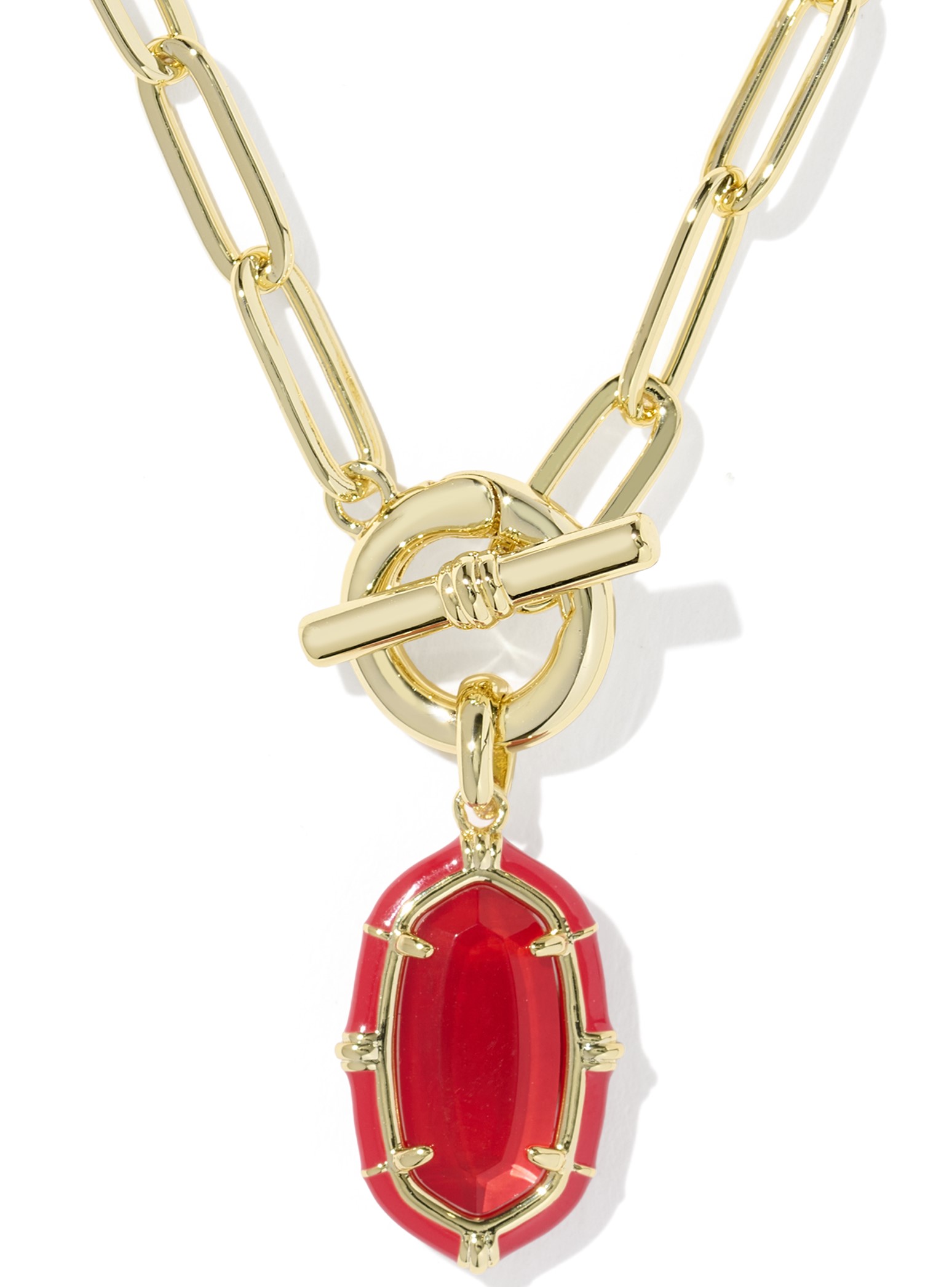 KENDRA SCOTT ELISA ENAMEL RED ILLUSION GOLD TONE CHAIN NECKLACE