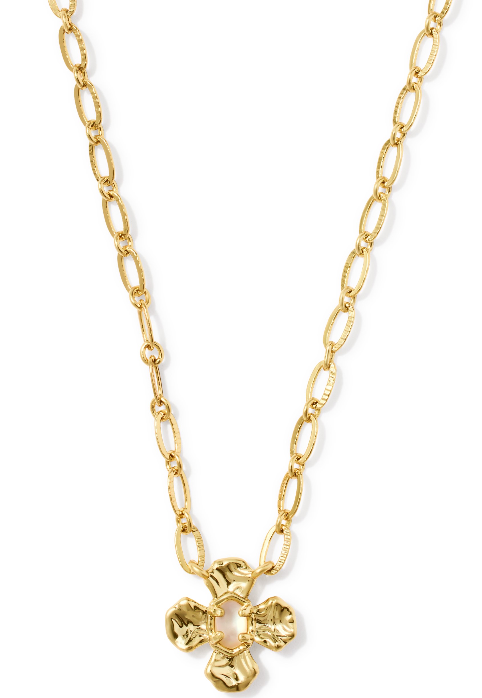 KENDRA SCOTT LEANNE NATURAL MOTHER OF PEARL GOLD TONE SHORT NECKLACE