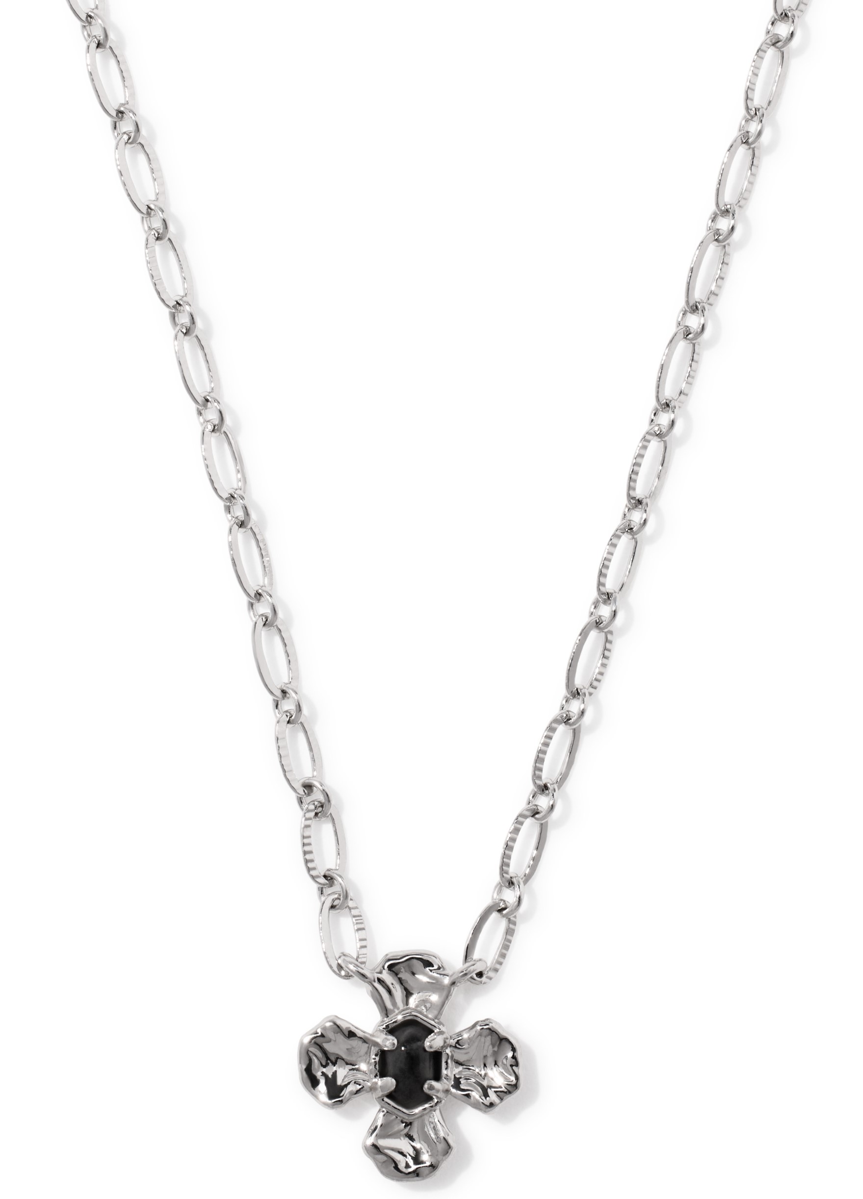 KENDRA SCOTT LEANNE BLACK GRANITE RHODIUM SHORT NECKLACE