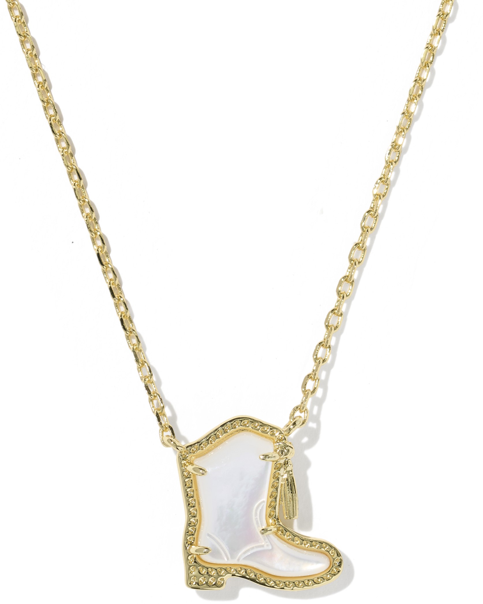 KENDRA SCOTT DRILL TEAM BOOT IVORY MOTHER OF PEARL GOLD TONE NECKLACE
