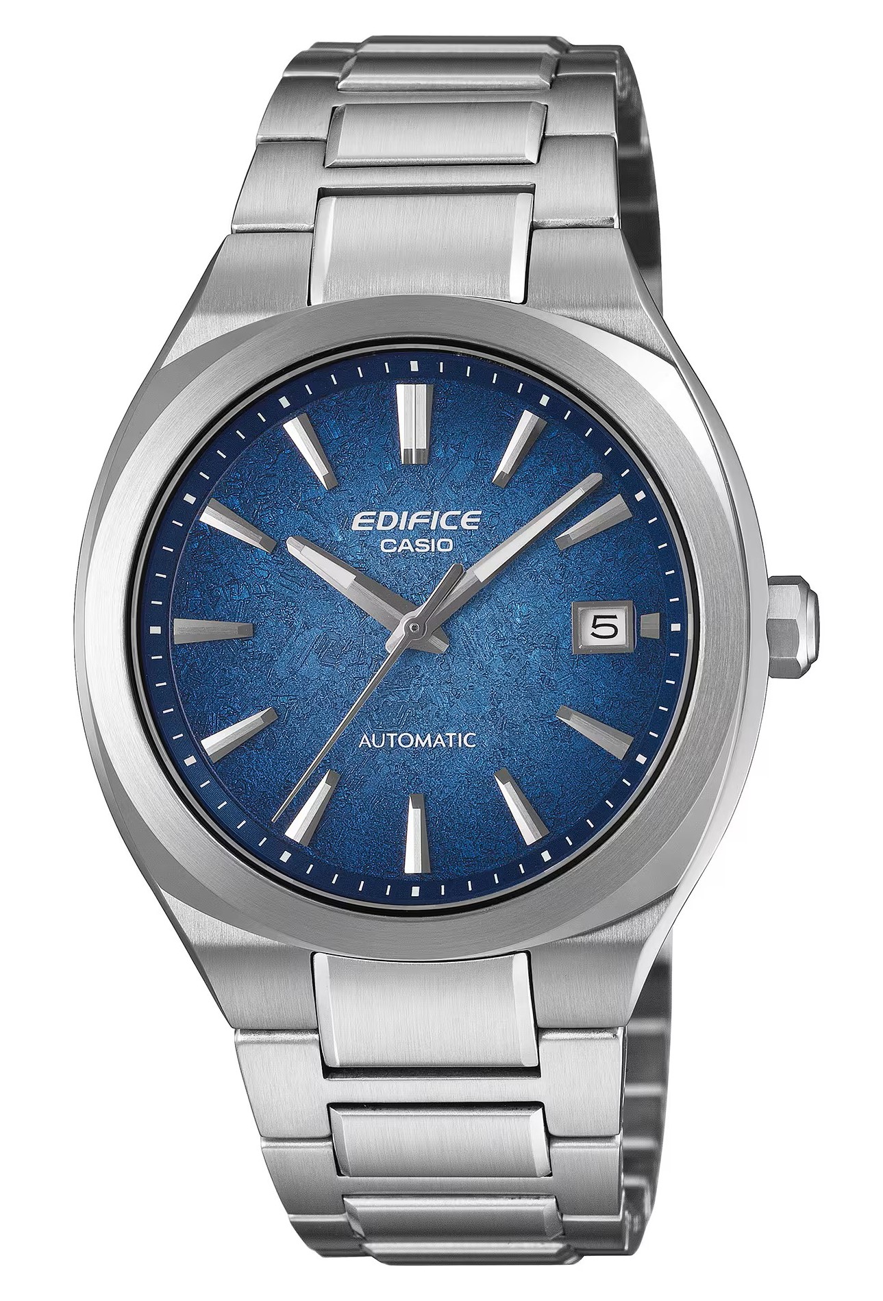 CASIO EDIFICE BLUE ELECTROFORMED TEXTURED DIAL AUTOMATIC WATCH LINK BRACELET STAINLESS