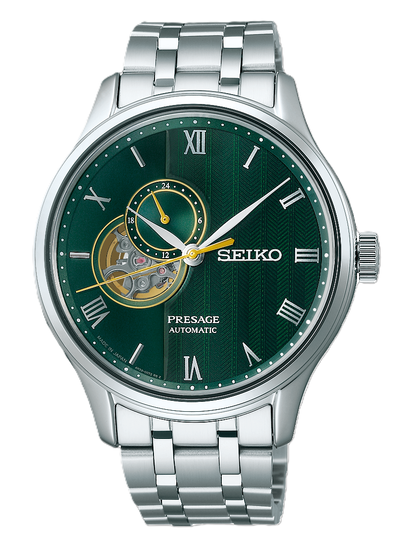 SEIKO PRESAGE JAPANESE GARDEN GTS ROUND GREEN DIAL WATCH LINK BRACELET STAINLESS STEEL