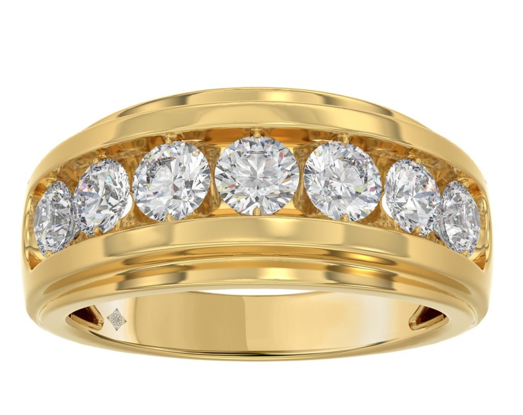 SUPER MAN MADE CREATED 2CTW GTS 7 ROUND DIAMOND BAND F-G VS1-VS2 14KY