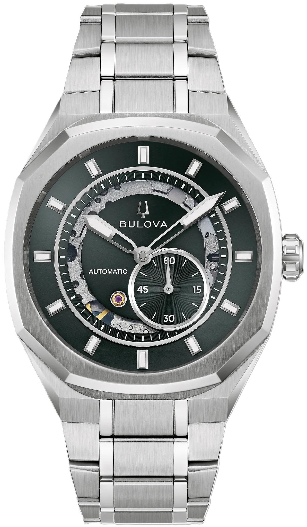 BULOVA MARC ANTHONY AUTOMATIC WATCH GREEN DIAL LINK BRACELET STAINLESS