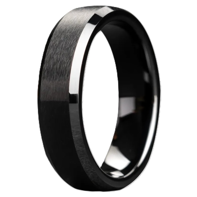 6MM BLACK CERAMIC BEZEL SATIN-FINISH HIGH POLISH EDGES BAND SIZE 9.5