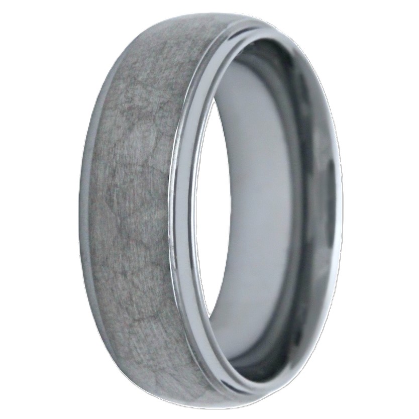 8MM TUNGSTEN DOME STEP-EDGE HAMMER FINISH BAND SIZE 10