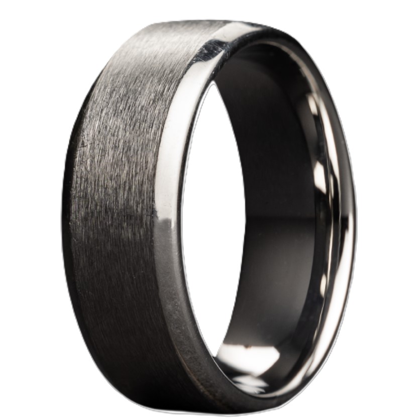 8MM TUNGSTEN BEVEL SATIN FINISH HIGH POLISH EDGES BAND SIZE 12