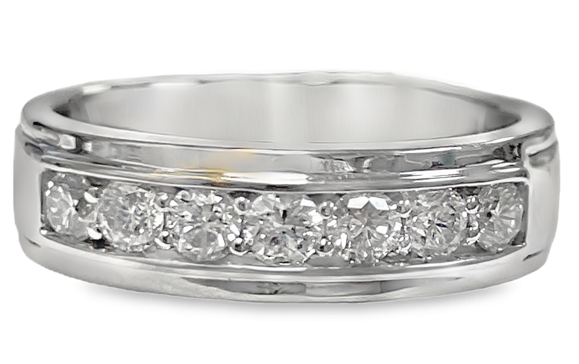 GTS .65CTW 7 ROUND "CHANNEL" STEP-EDGE BAND SIZE 9 PLATINUM