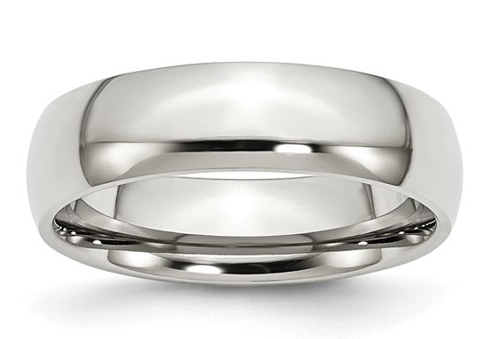 GTS 6MM HALF-ROUND POLISHED STAINLESS STEEL BAND SIZE 10.5