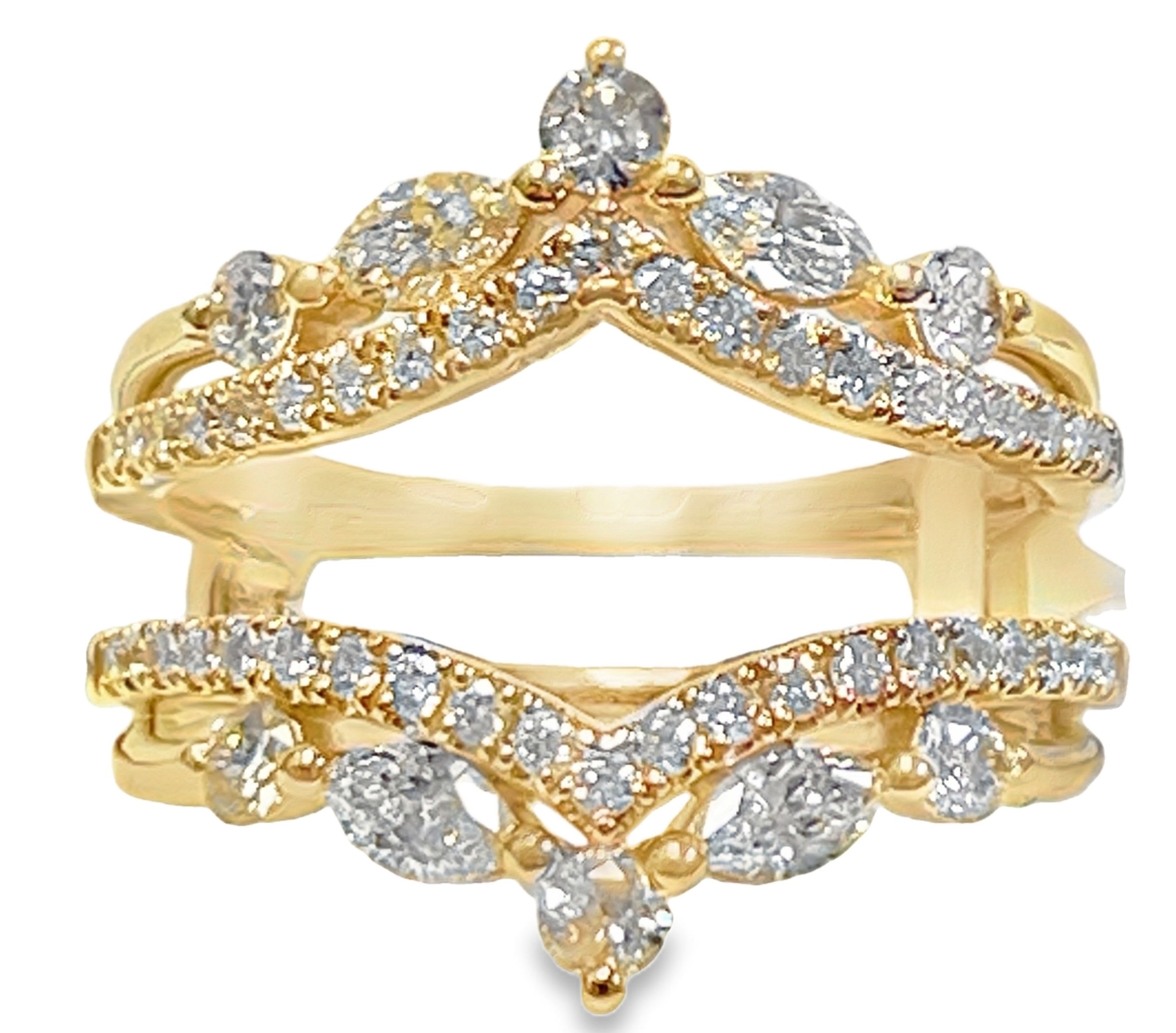 1.00CTW DIAMOND RING JACKET: 48 ROUND MELEE DIAMONDS + 4 MARQUISE MELEE DIAMONDS 14KY