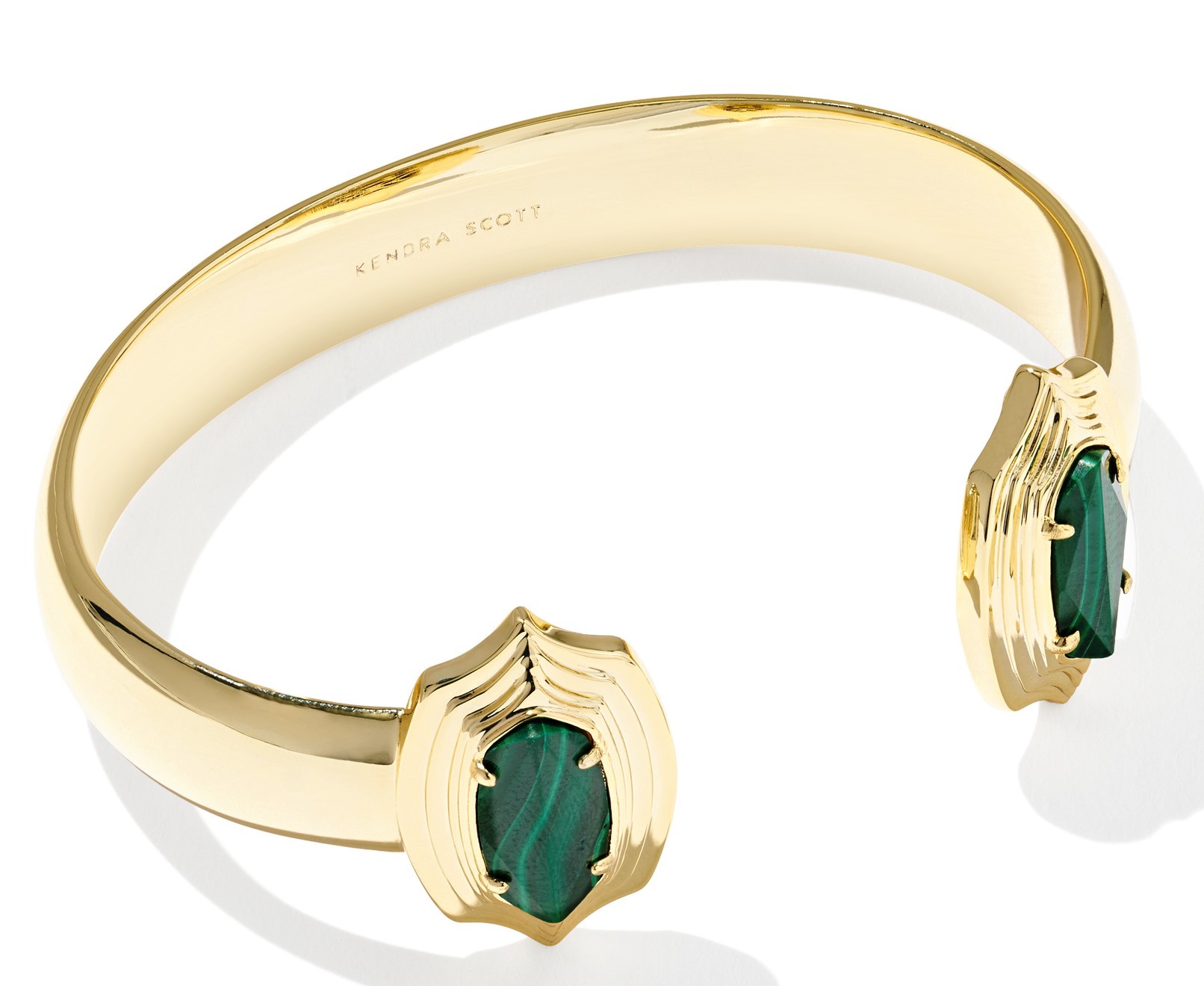 KENDRA SCOTT ELTON GREEN MALACHITE GOLD TONE CUFF