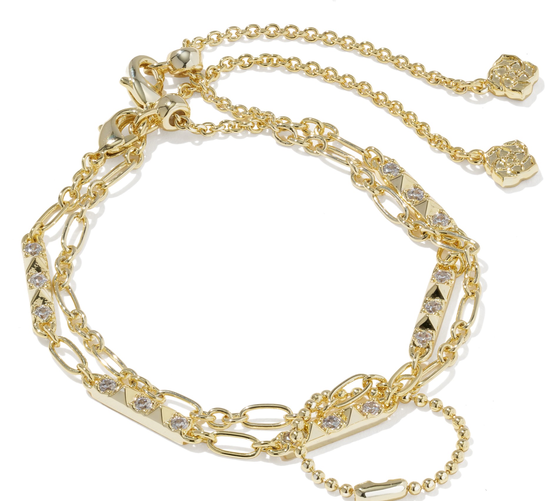 KENDRA SCOTT FATE SET (2) CZ GOLD TONE BRACELETS