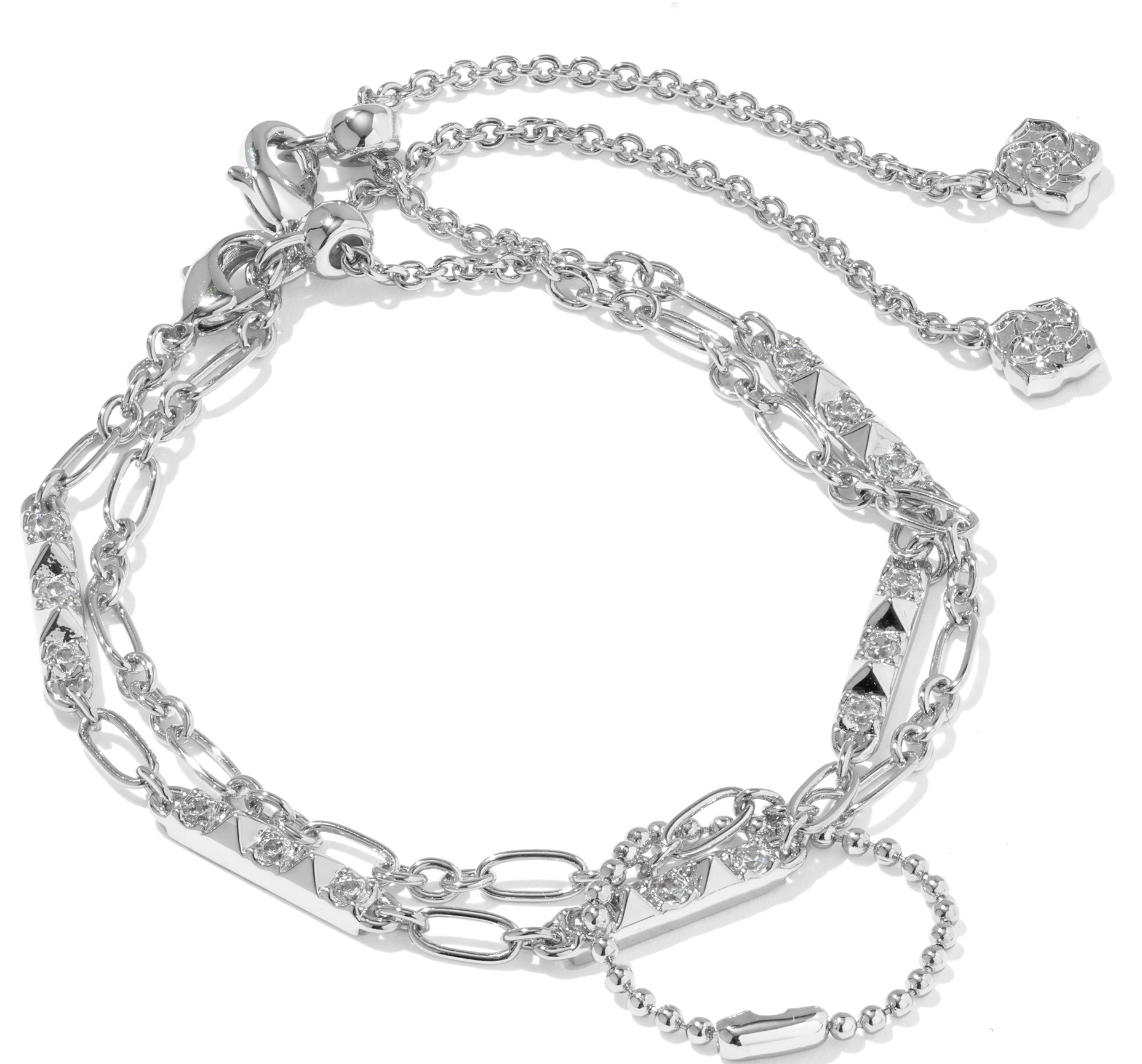 KENDRA SCOTT FATE SET (2) CZ RHODIUM DELICATE BRACELETS