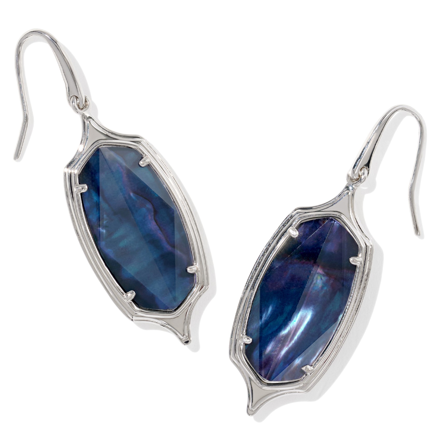 KENDRA SCOTT DANI DARK INDIGO ILLUSION RHODIUM DROP EARRINGS