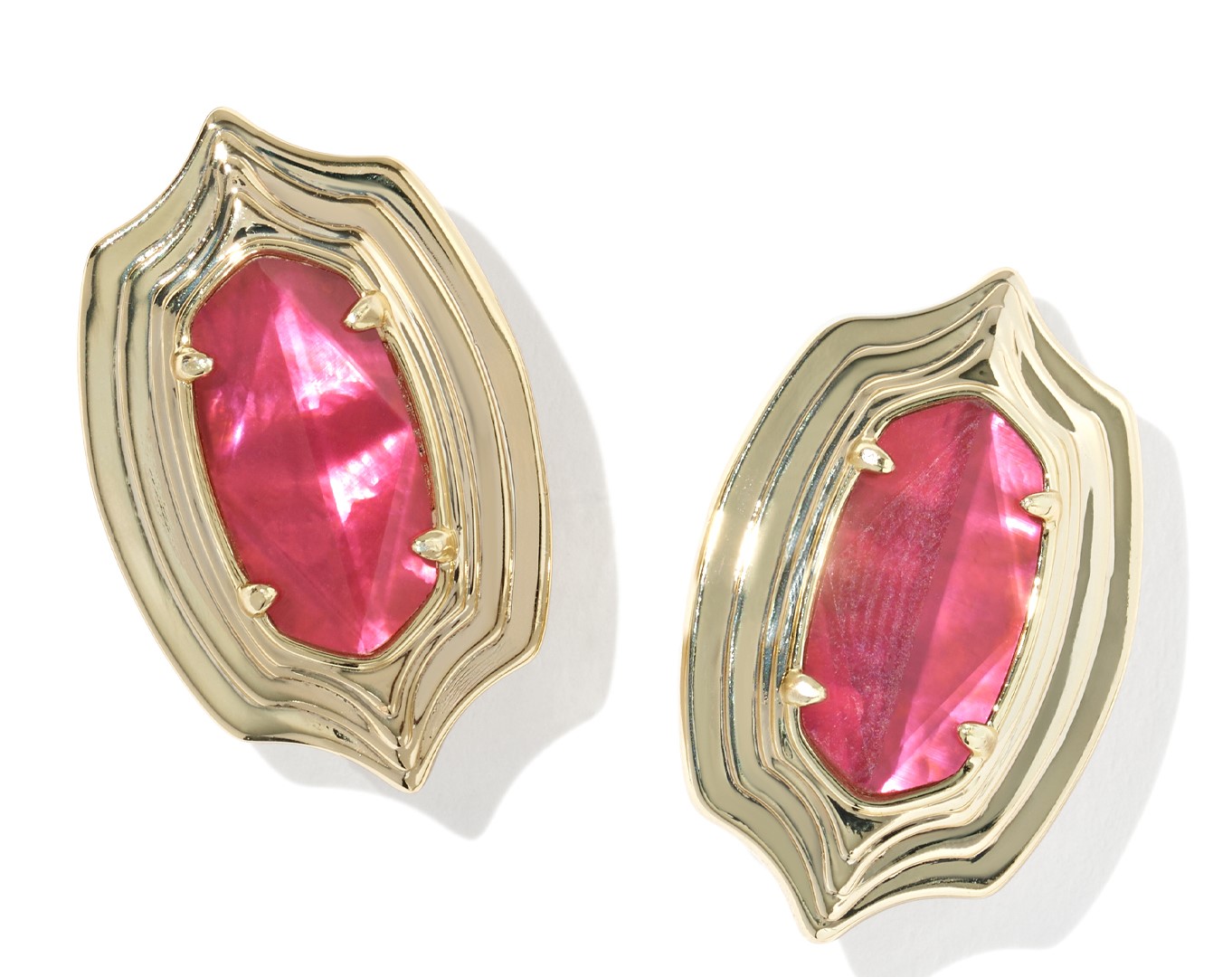 KENDRA SCOTT ELLIE DARK PINK ILLUSION GOLD TONE STUD EARRINGS