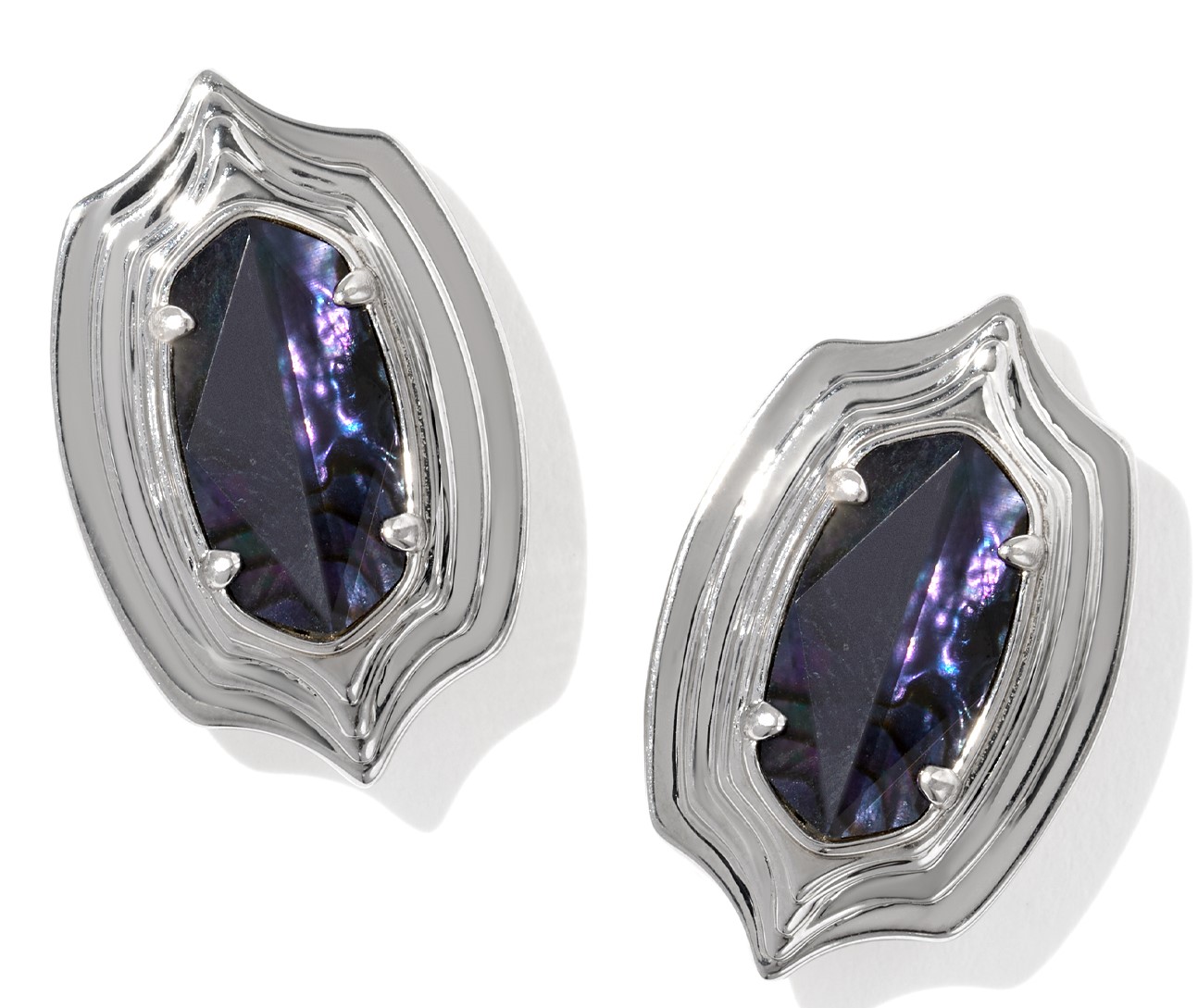 KENDRA SCOTT ELLIE DARK INDIGO ILLUSION RHODIUM STUD EARRINGS