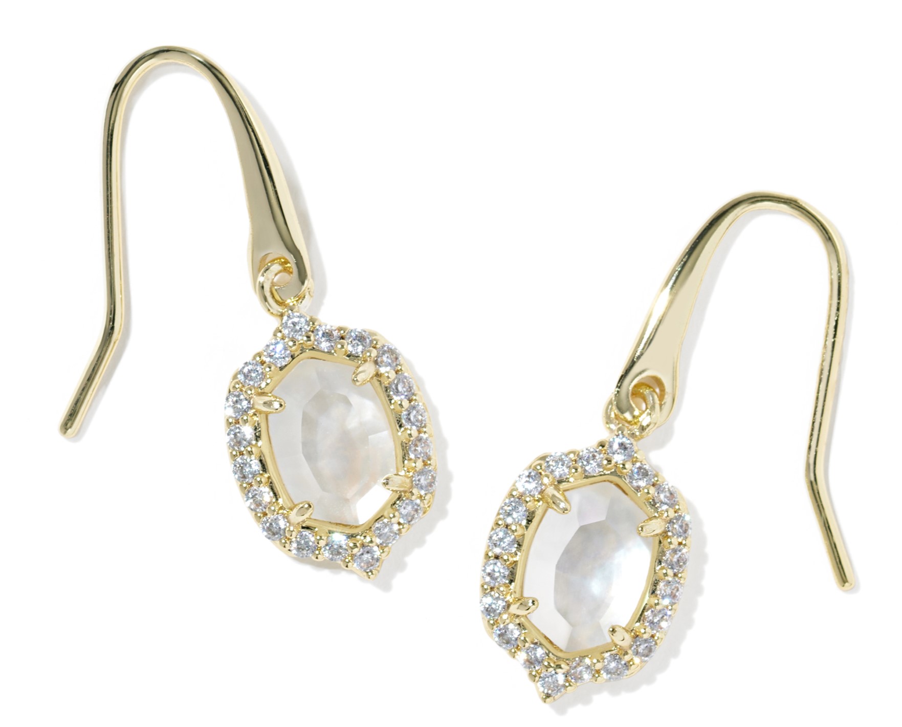 KENDRA SCOTT DAPHNE CRYSTAL IVORY MOTHER OF PEARL GOLD TONE DROP EARRINGS